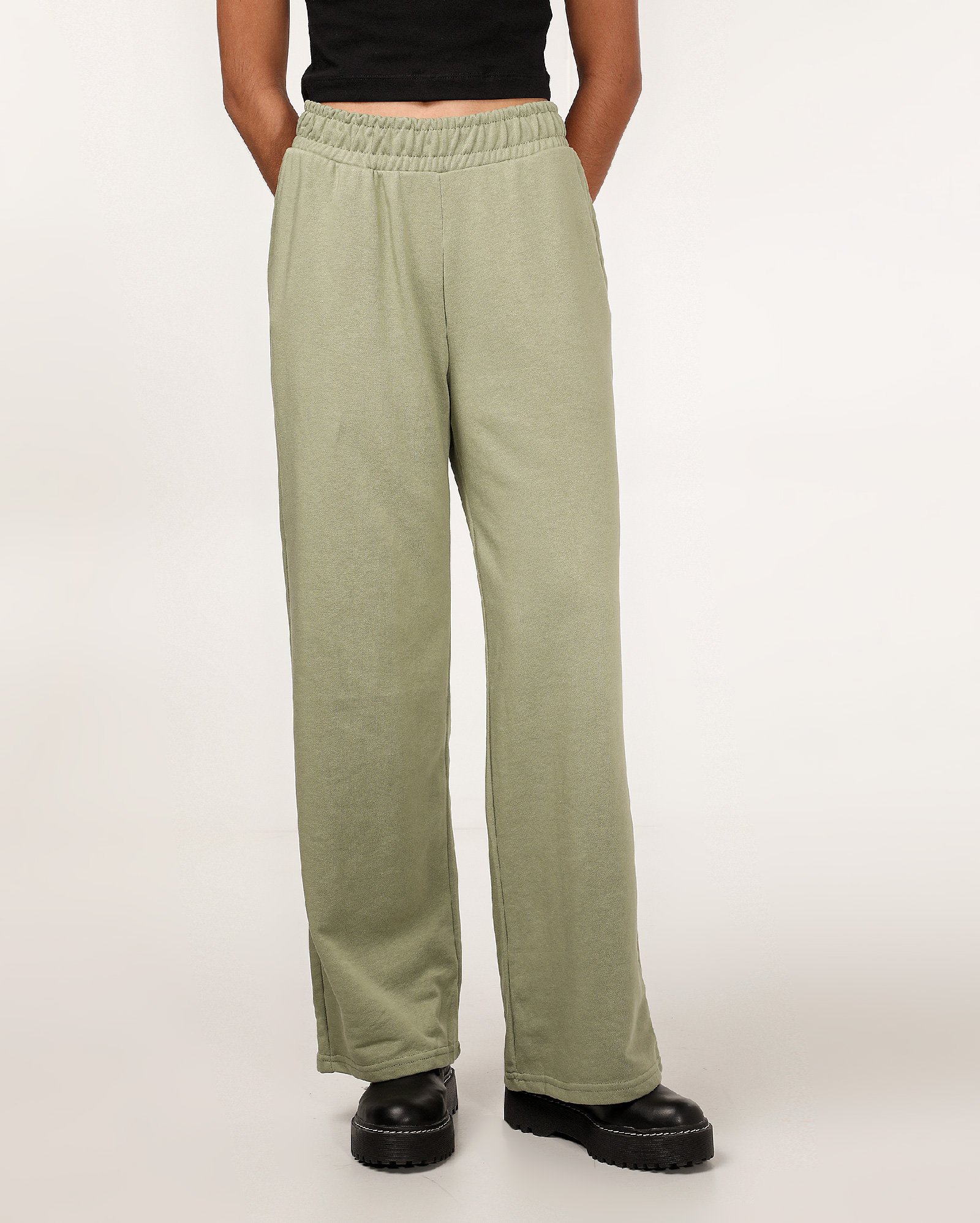 Calça de moletom feminina pantalona clássica - Verde Musgo | Pool Basics