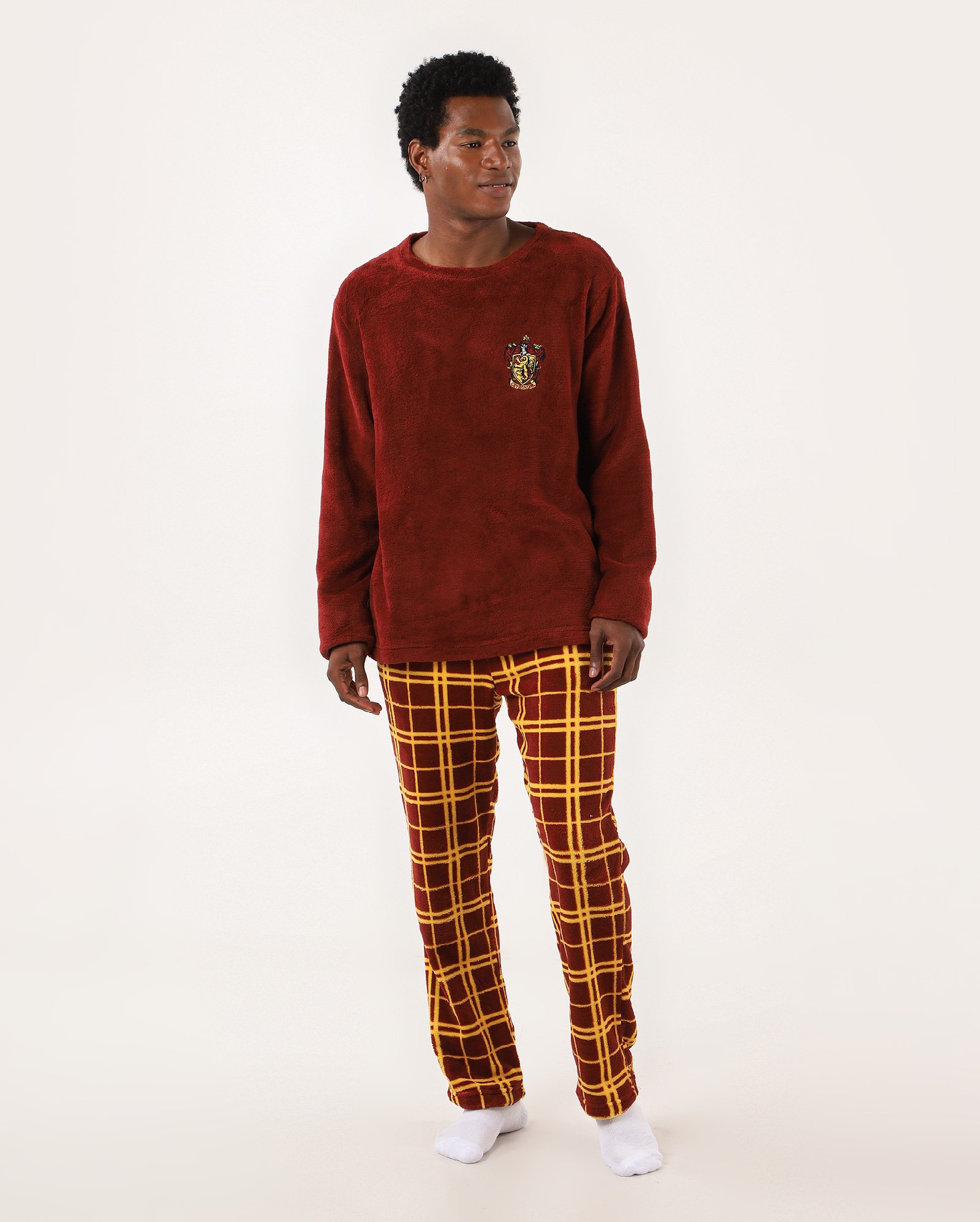 Pijama longo masculino fleece Grifinória Harry Potter multicor | Warner Bros