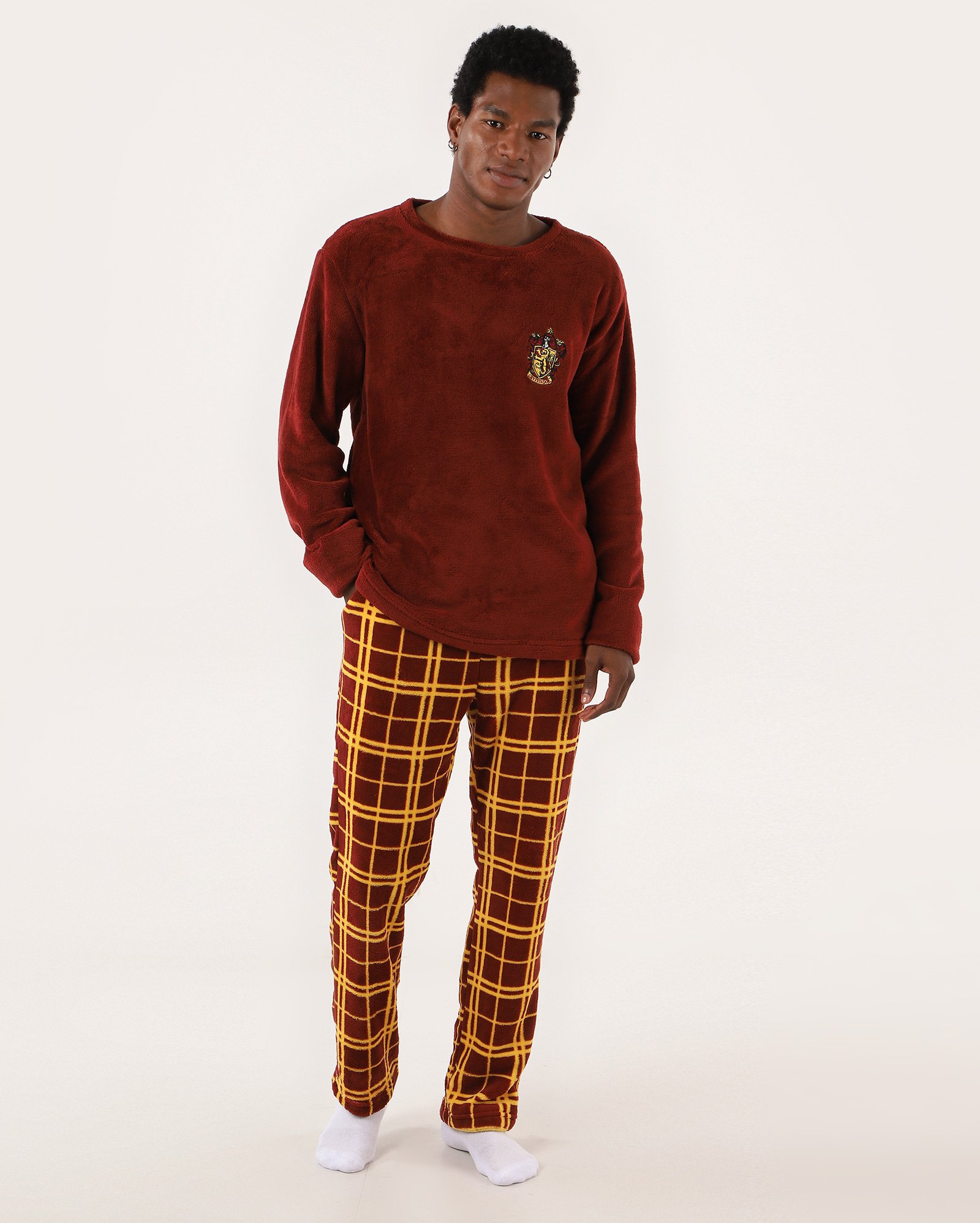 Pijama longo masculino fleece Grifinória Harry Potter multicor | Warner Bros