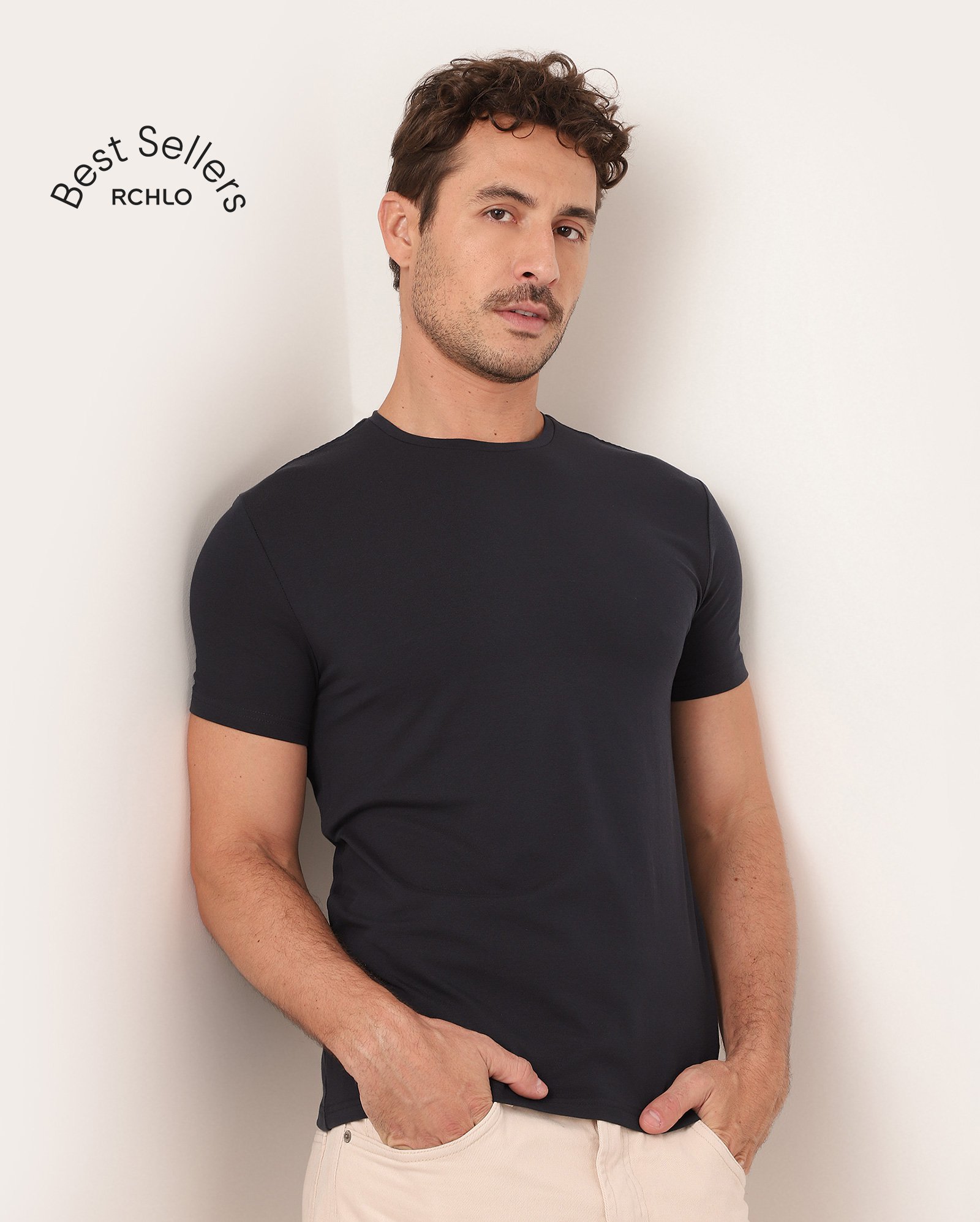 Camiseta masculina Essencial Slim - Azul Escuro