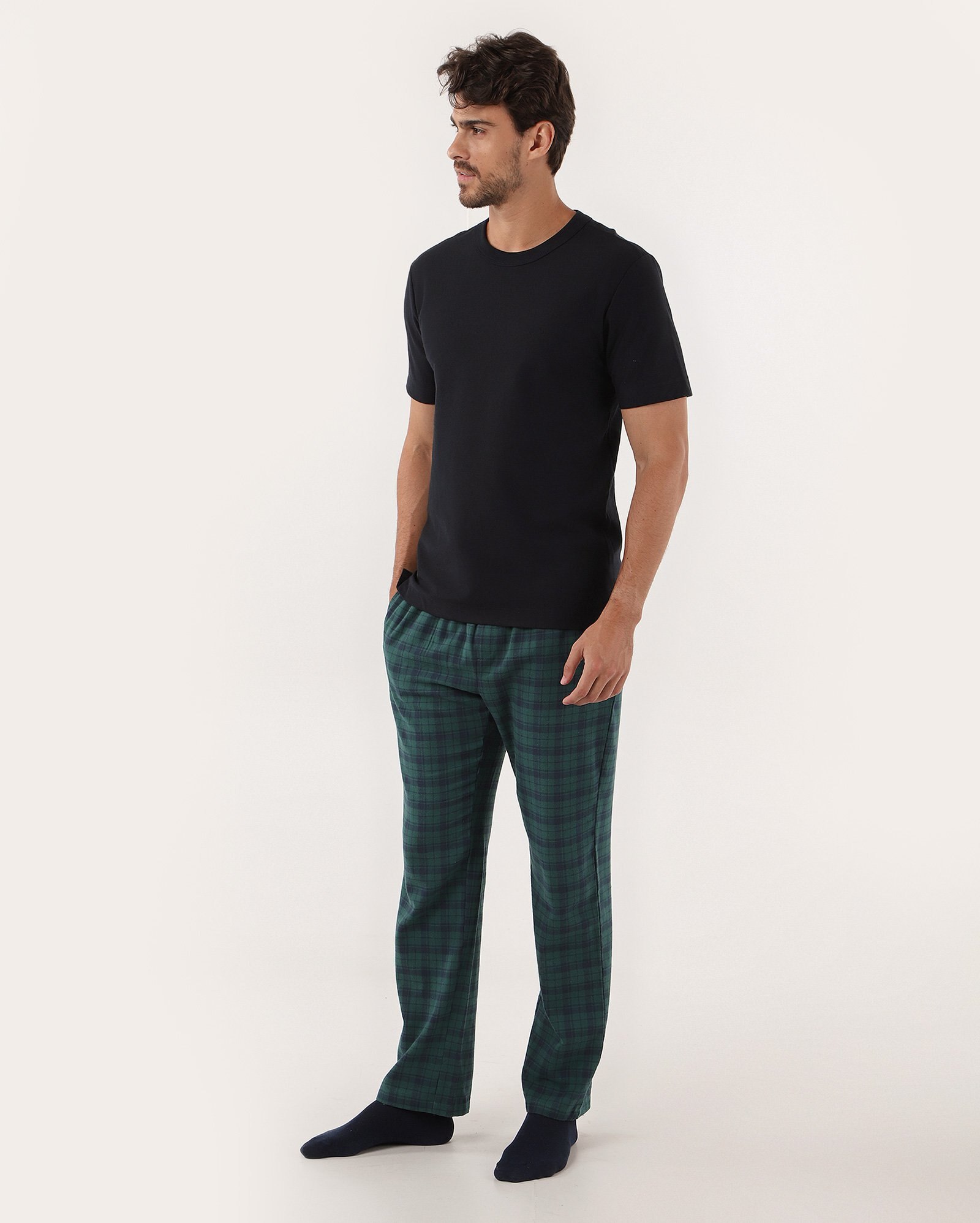 Calça pijama masculina xadrez verde | Riachuelo