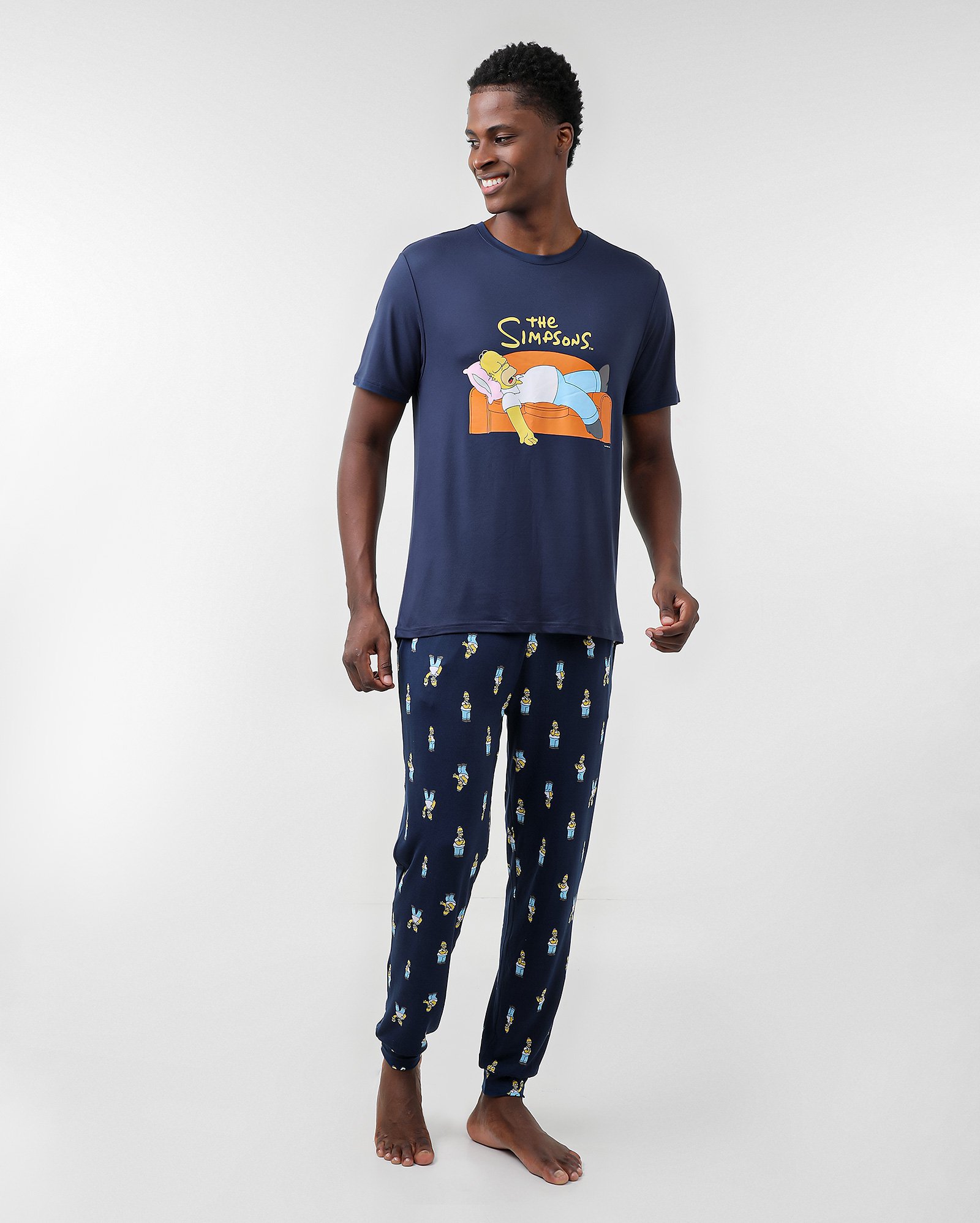 Pijama longo masculino Homer dormindo azul | Fox The Simpsons