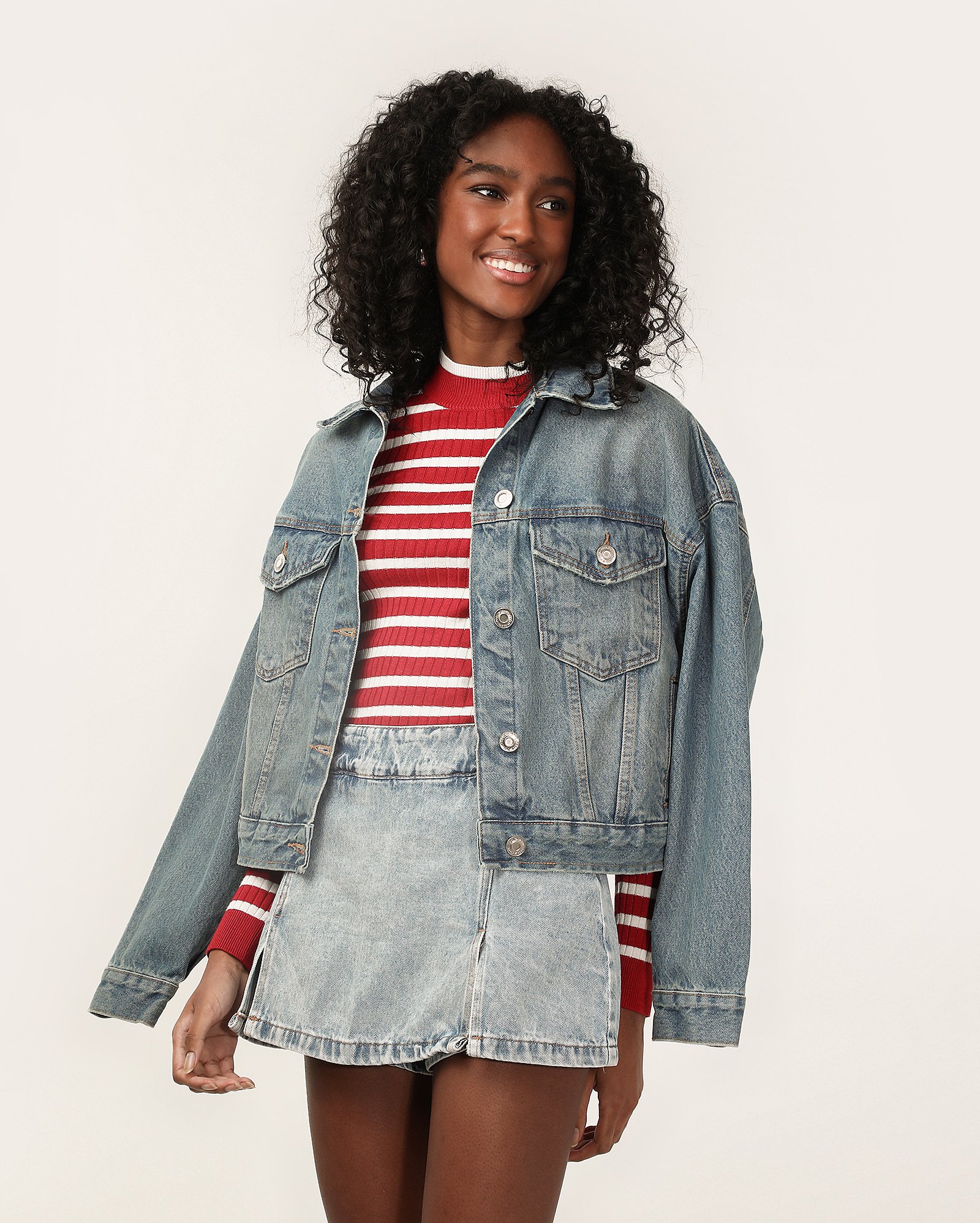 Blusa feminina ajustada em tricot canelado listrada - Vermelho Terracota | Pool