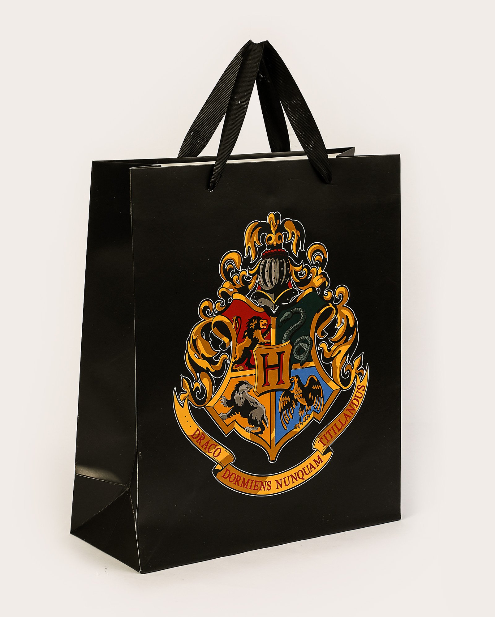 Sacola de presente casas Harry Potter preta | FANLAB