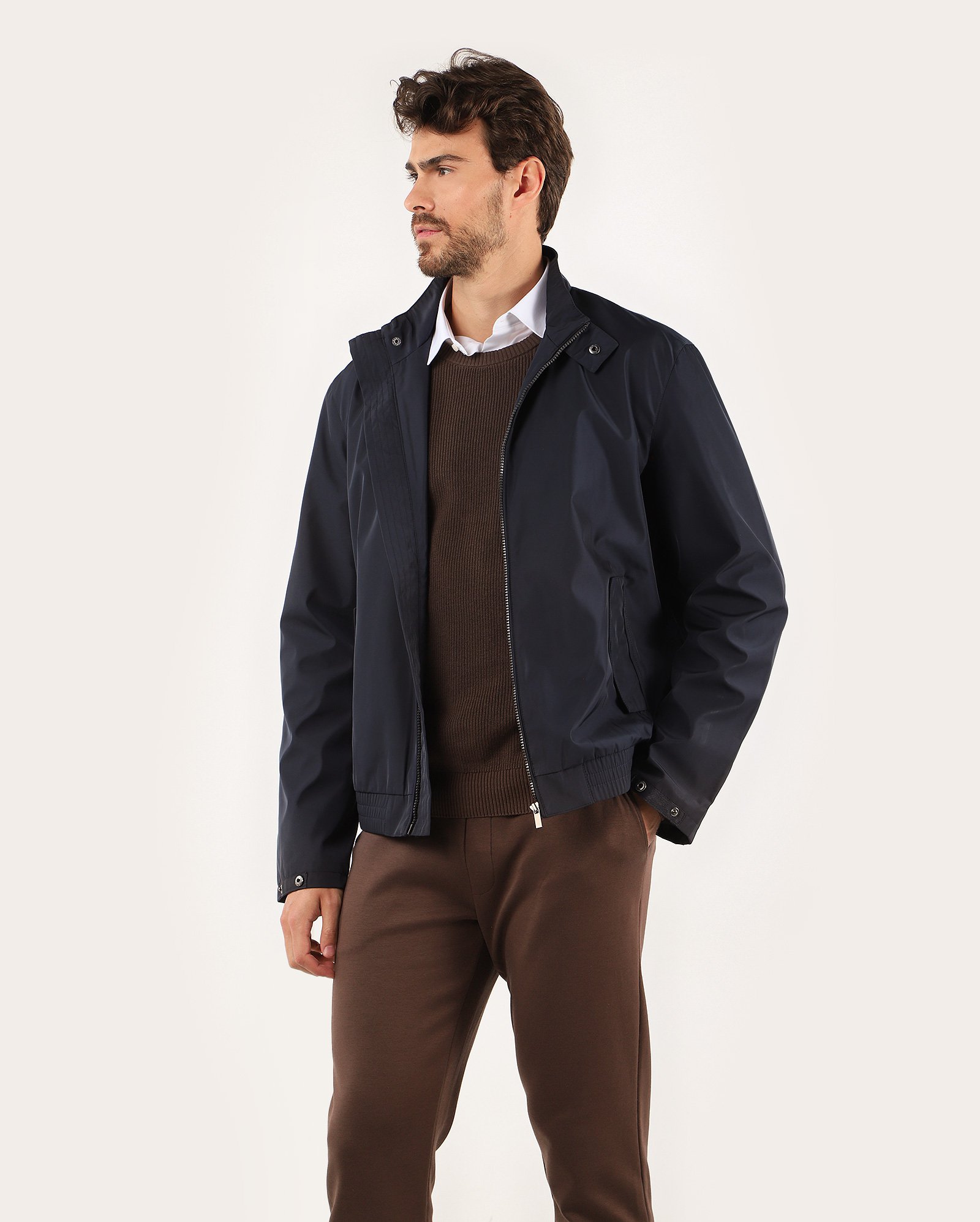 Jaqueta masculina regular com gola alta azul | Original by Riachuelo