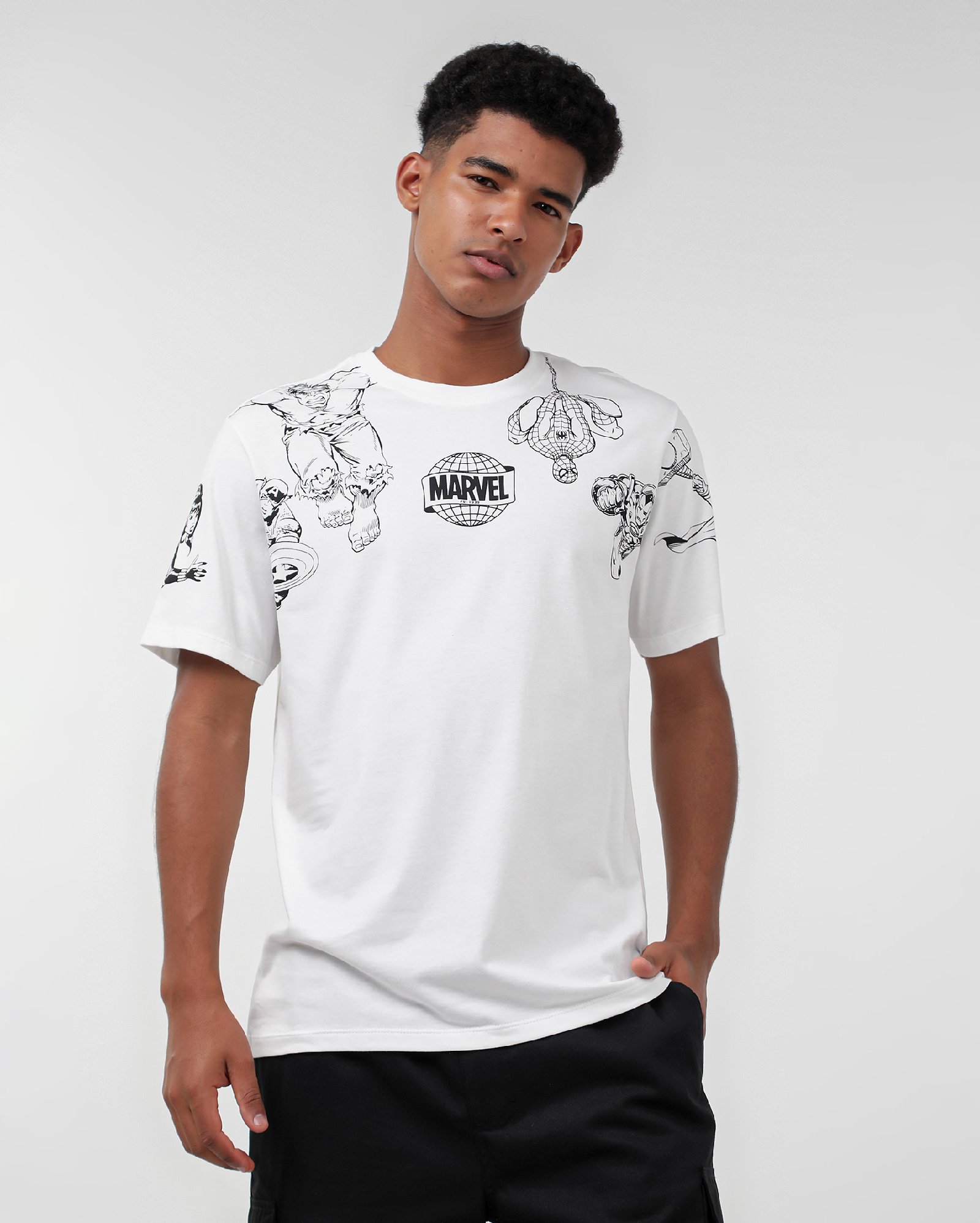 Camiseta masculina heróis branca | Marvel