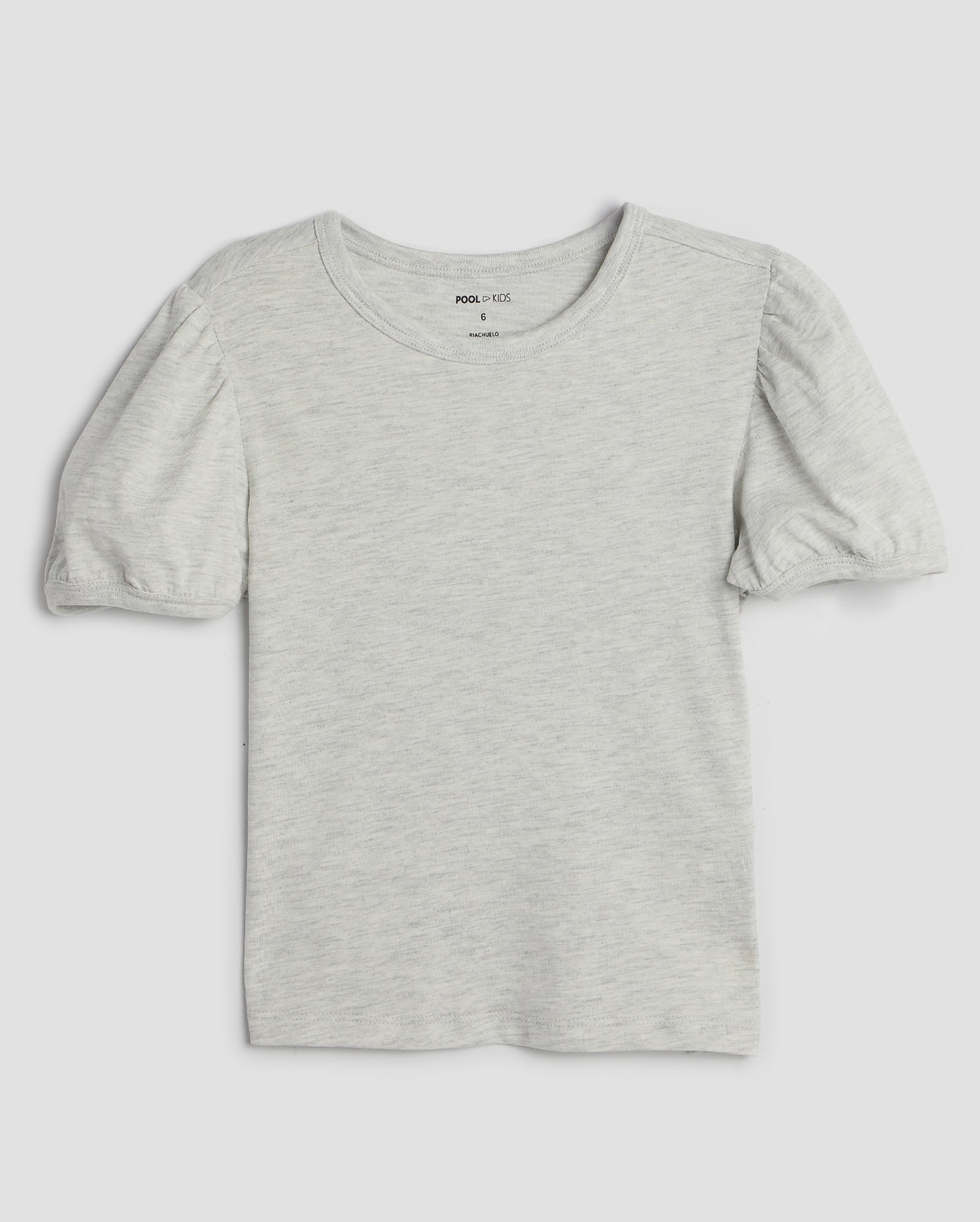 Camiseta Básica infantil manga bufante 4-10A - Cinza Claro Mescla