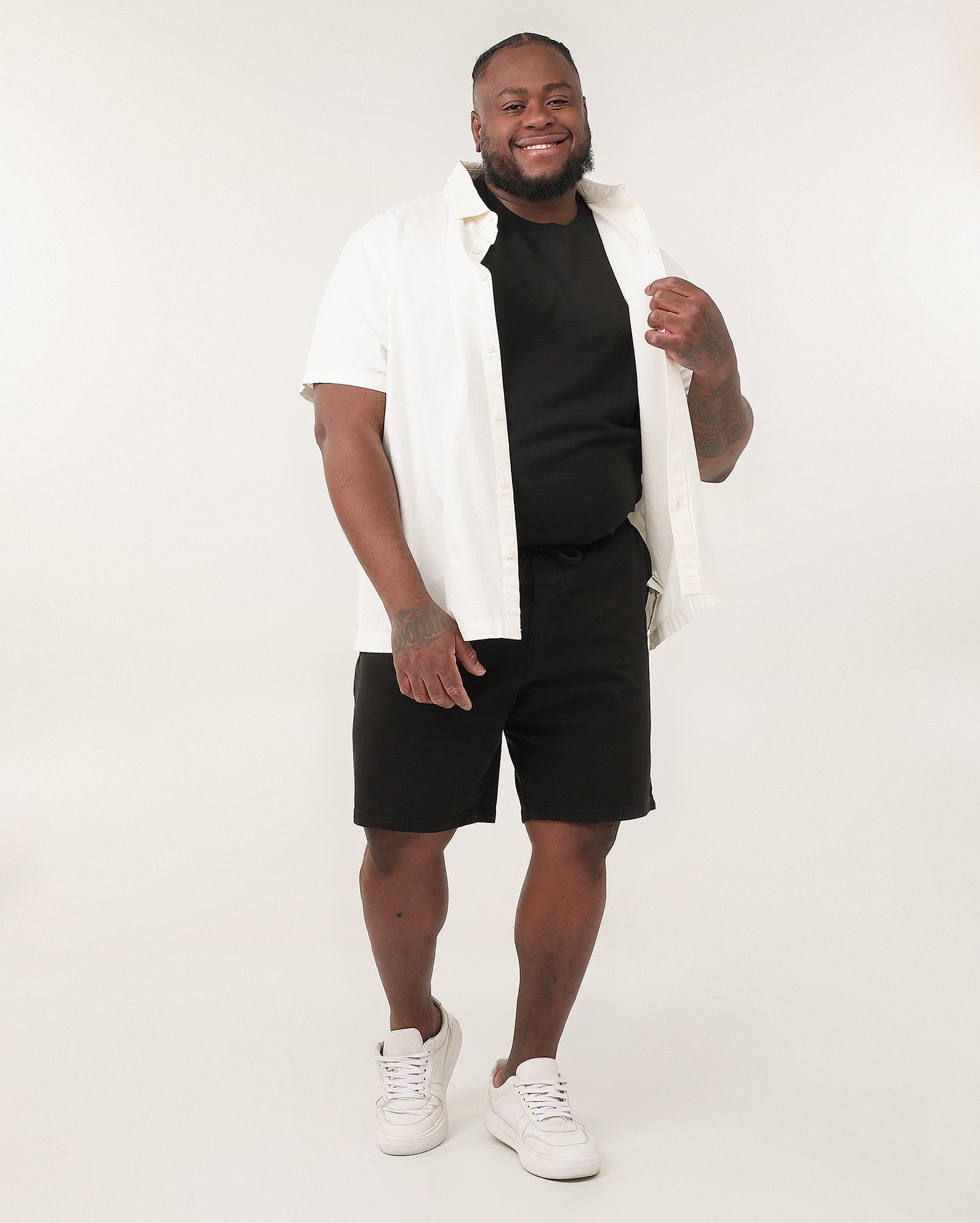 Bermuda sarja plus size masculina cós elástico - Preto | Pool Jeans