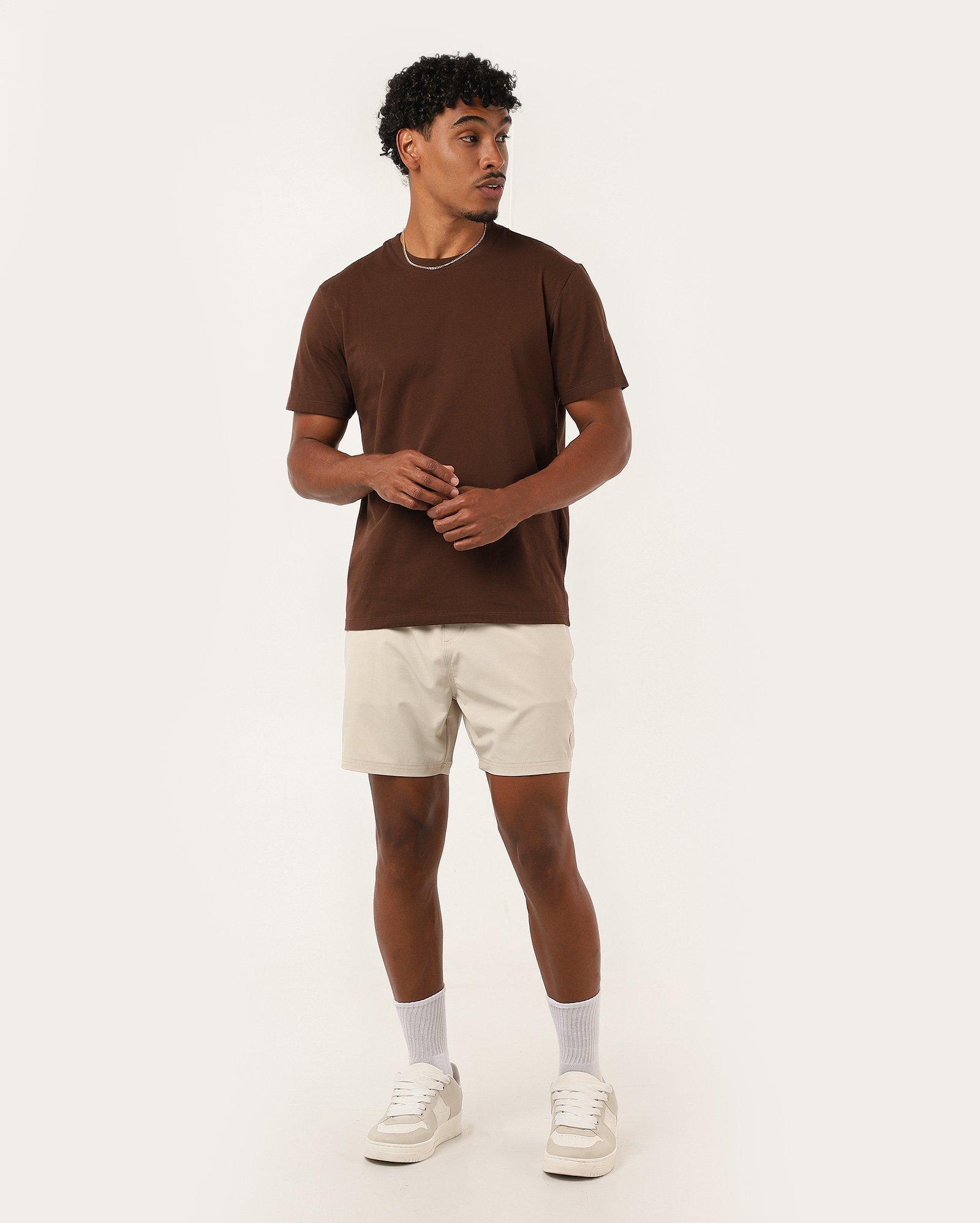 Bermuda água masculina com bolso de zíper bege | Pool