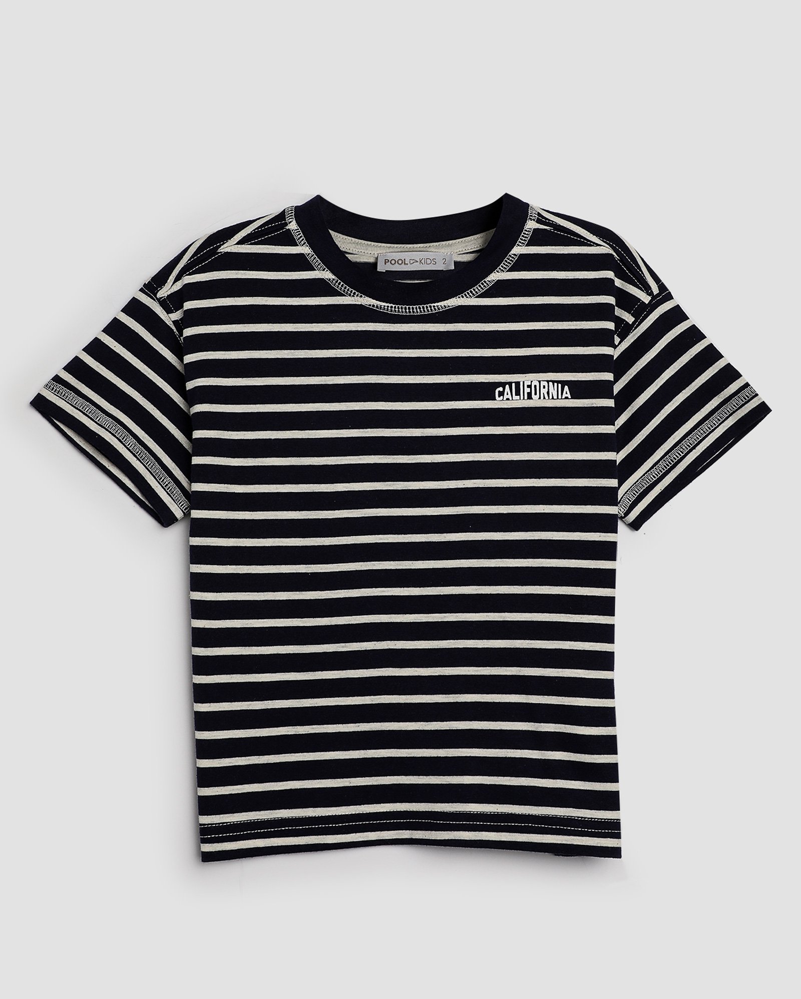 Camiseta infantil Califórnia listrada 1-4A azul | Pool Kids
