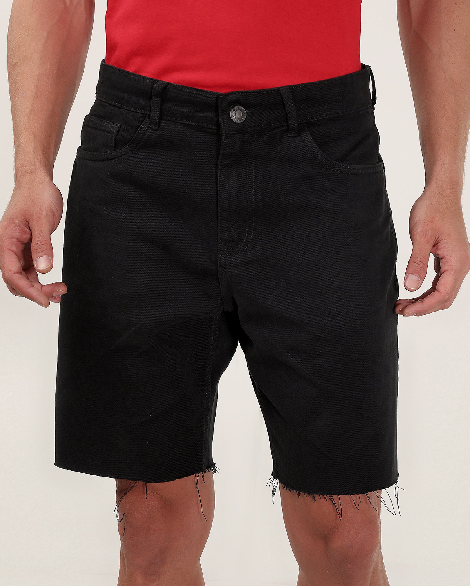 Bermuda jeans masculina slim com bolsos - Preto | Pool Jeans