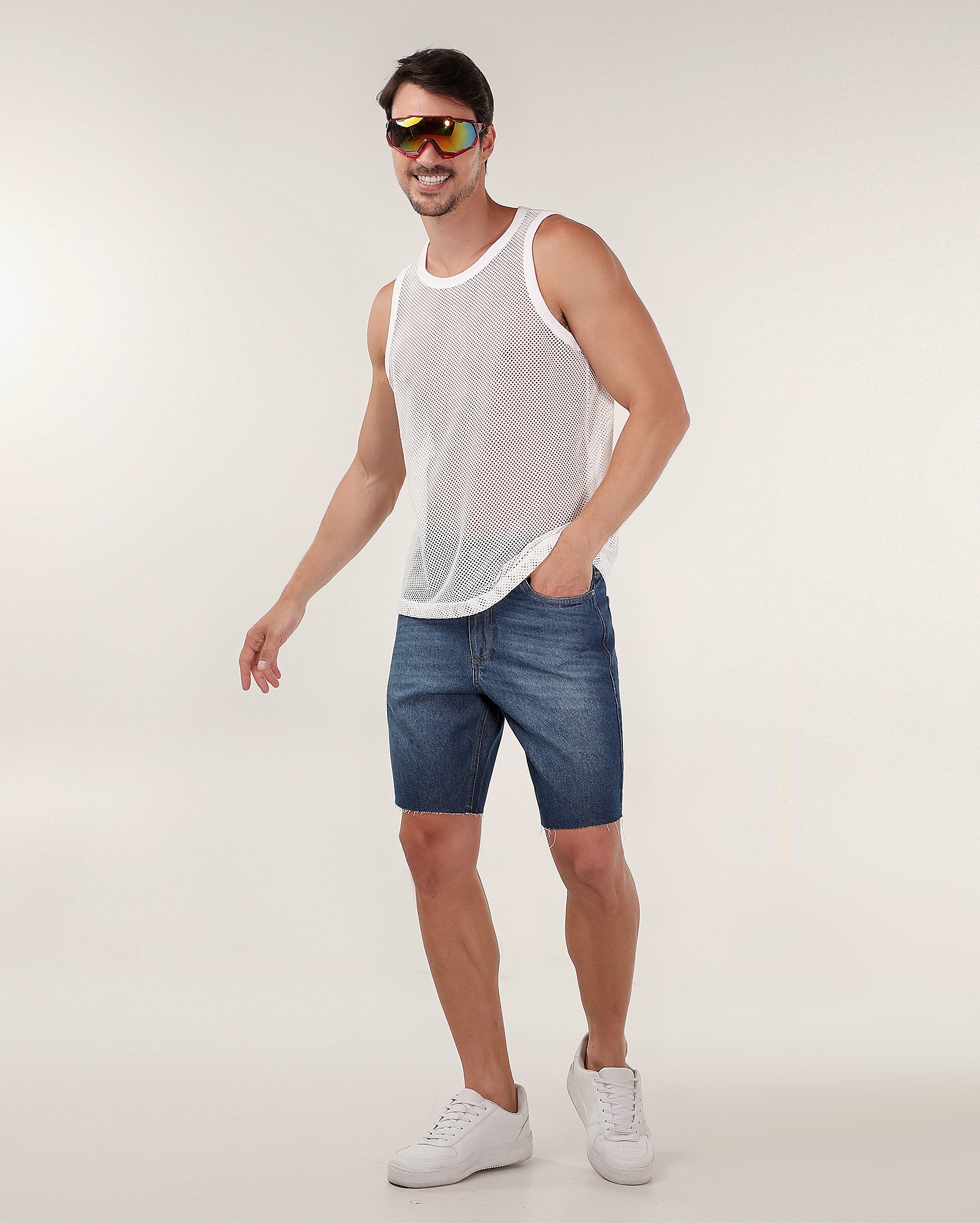 Bermuda jeans masculina slim com bolsos - Jeans Escuro | Pool Jeans