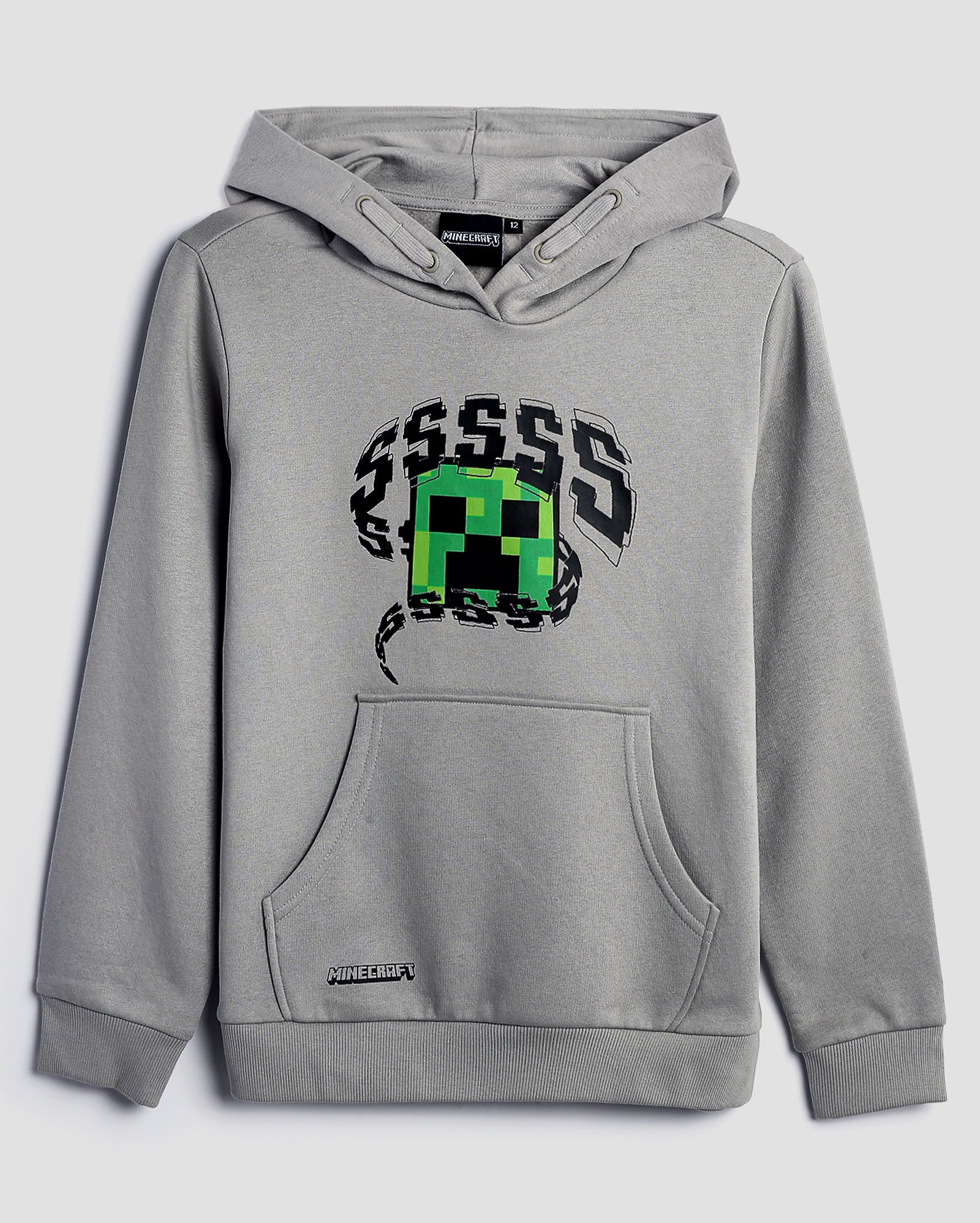 Blusa de moletom juvenil gamer com capuz cinza | Minecraft