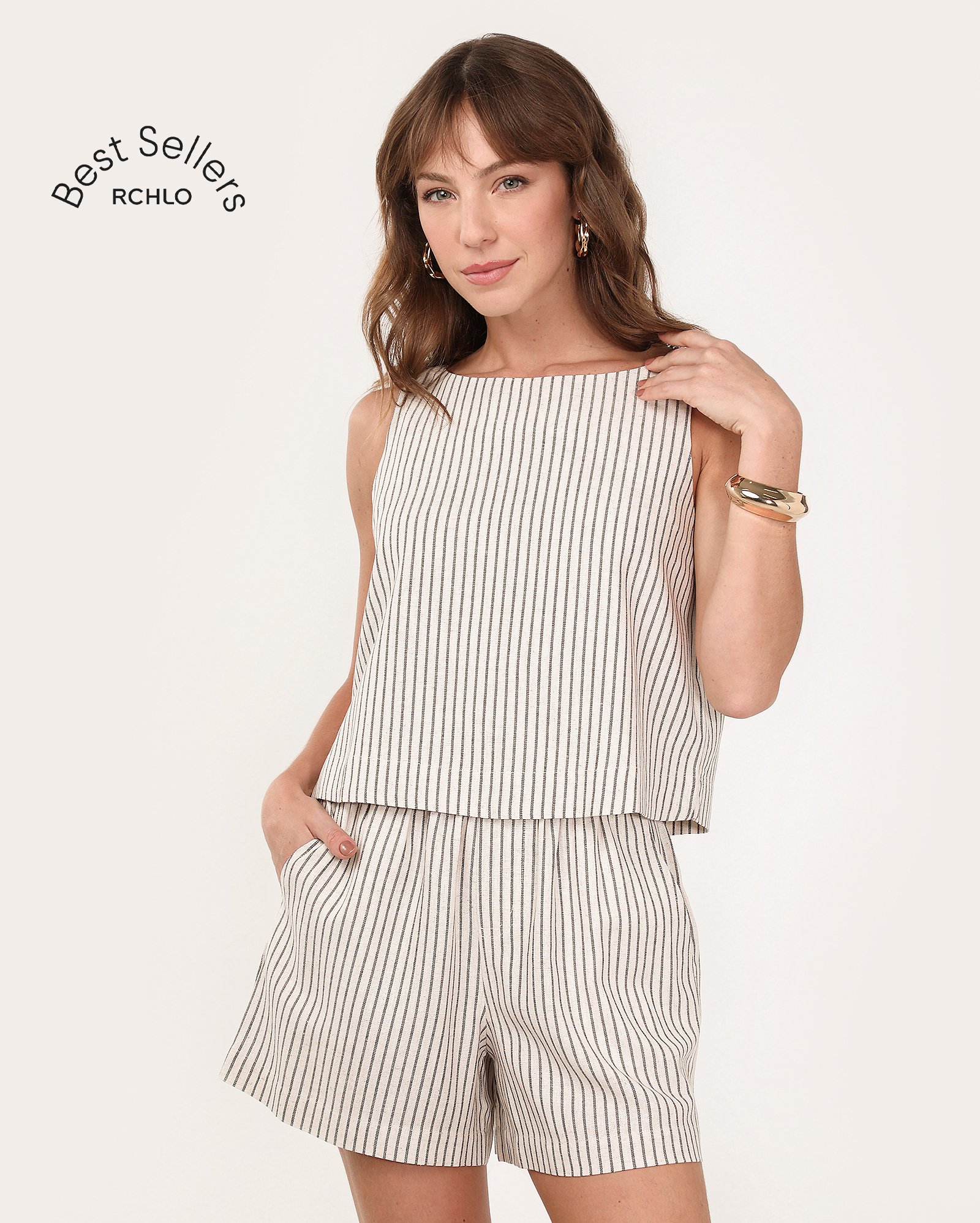 Short feminino Tina clochard em viscolinho com bolsos - Off-white | AK