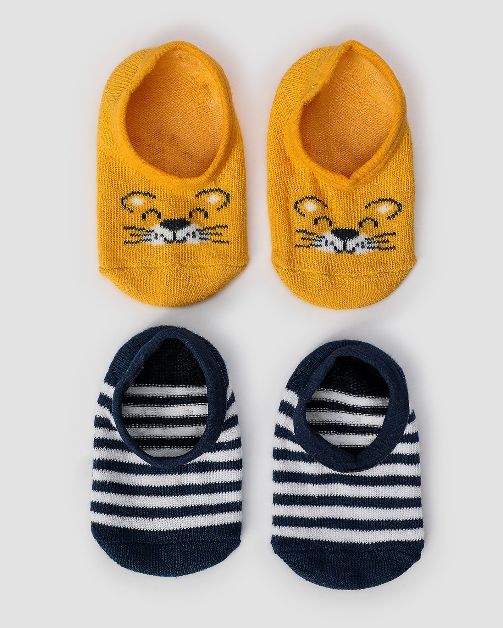 Kit meia bebê 2 pares sapatilha bichinho listras multicor | Baby Way