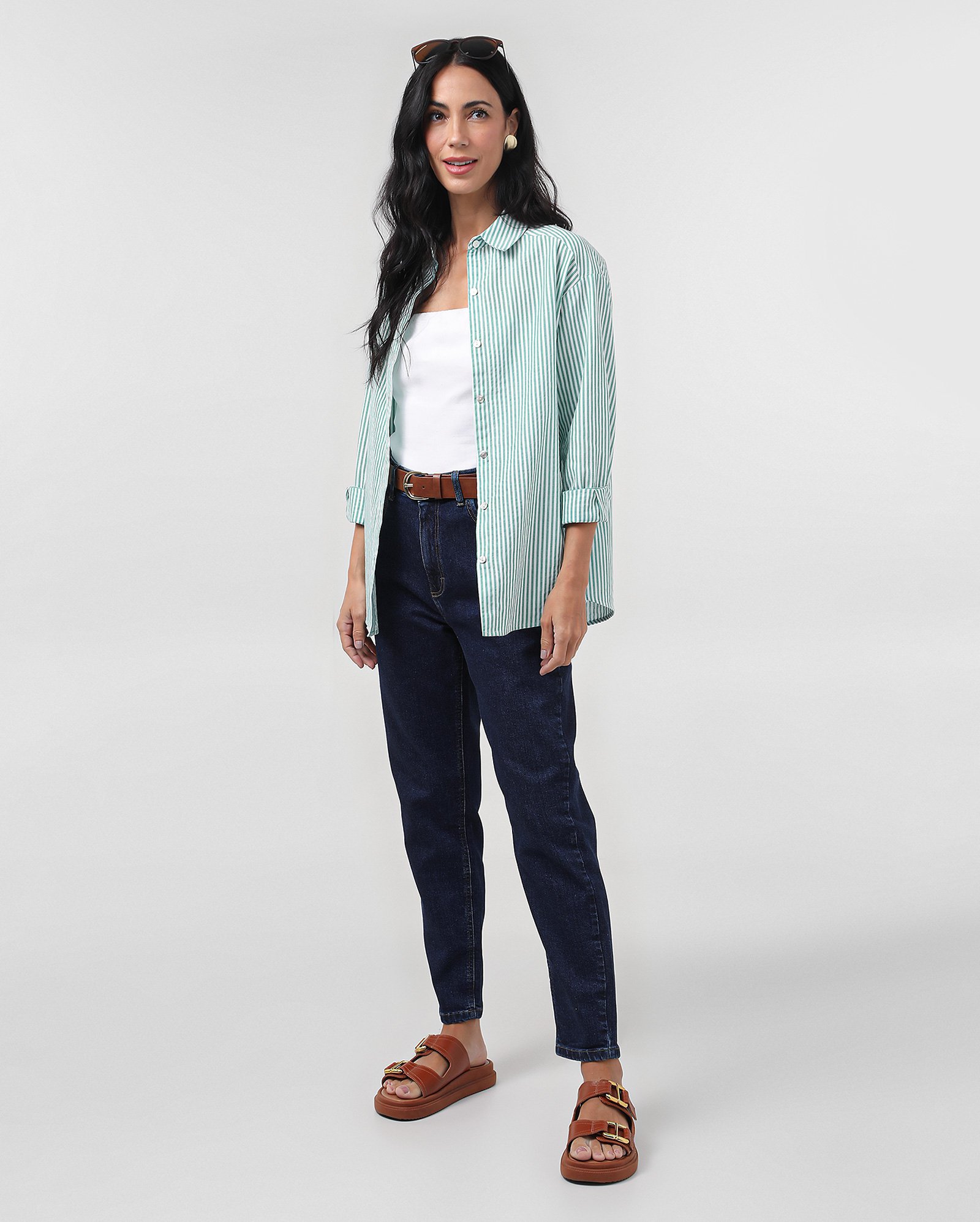 Calça jeans feminina mom cintura alta - Azul Escuro | Pool Jeans