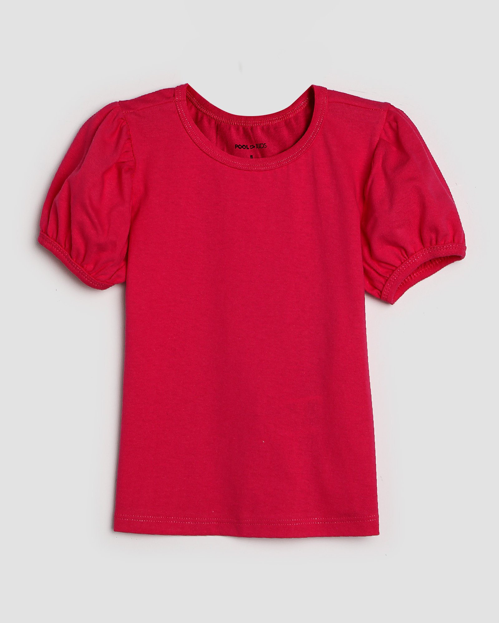 Camiseta infantil regular manga bufante 4-10A - Rosa Escuro