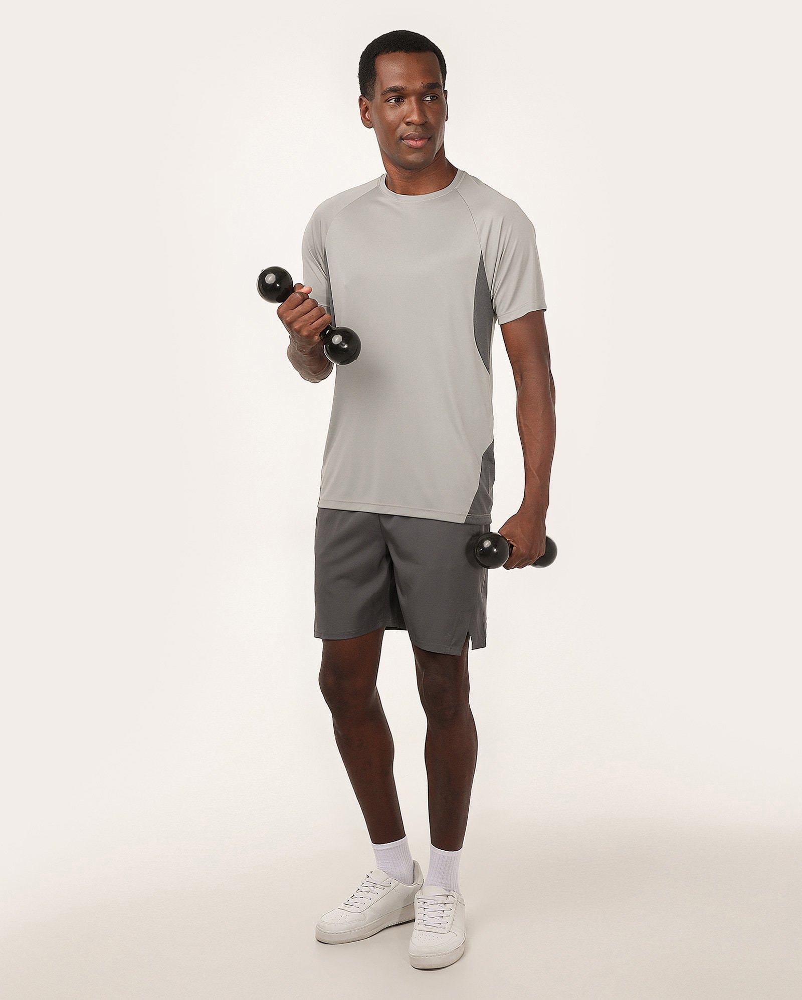 Bermuda masculina de treino cós elástico e zíper - Cinza | Body Work