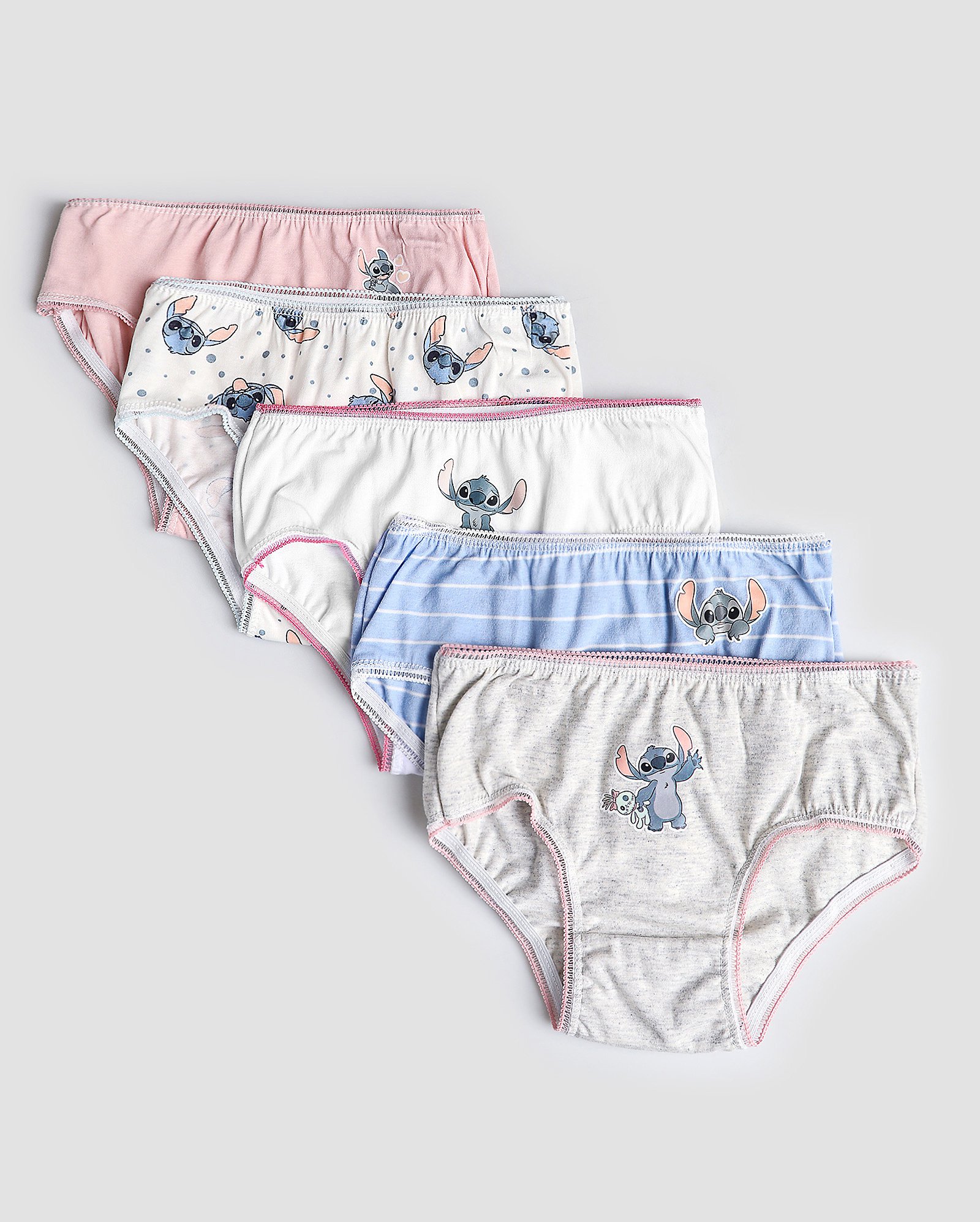 Kit calcinha infantil 5 peças Stitch 2-14A multicor | Disney