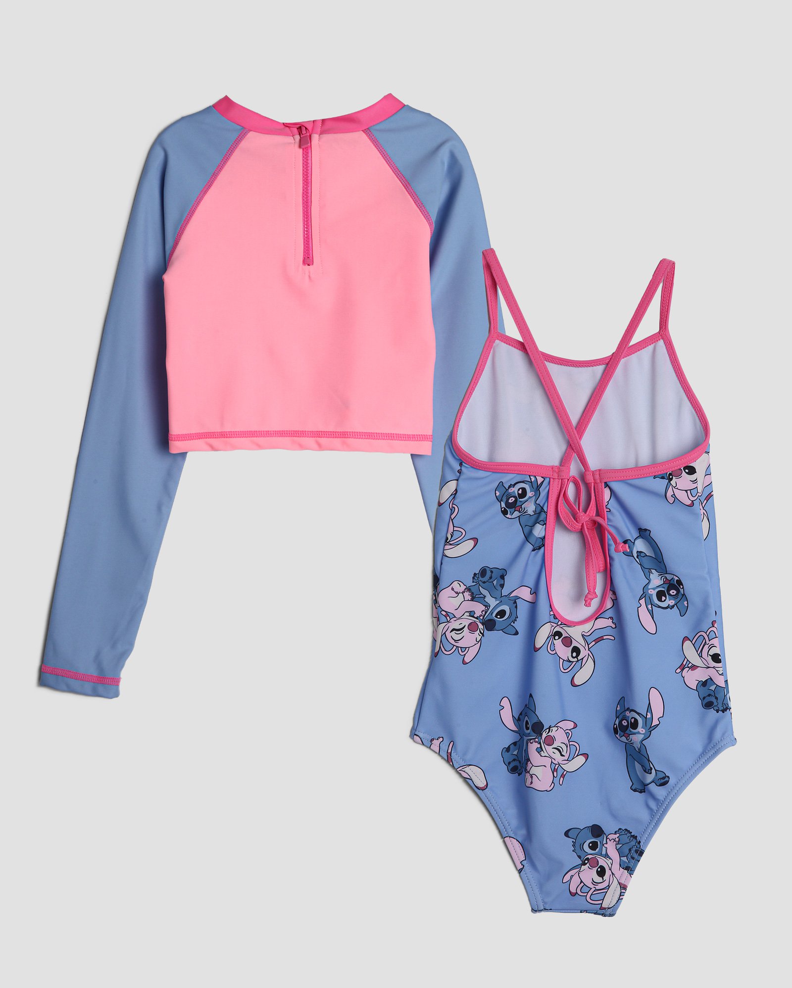 Kit de praia infantojuvenil camiseta e maiô Stitch e Angel 4-14A multicor | Disney