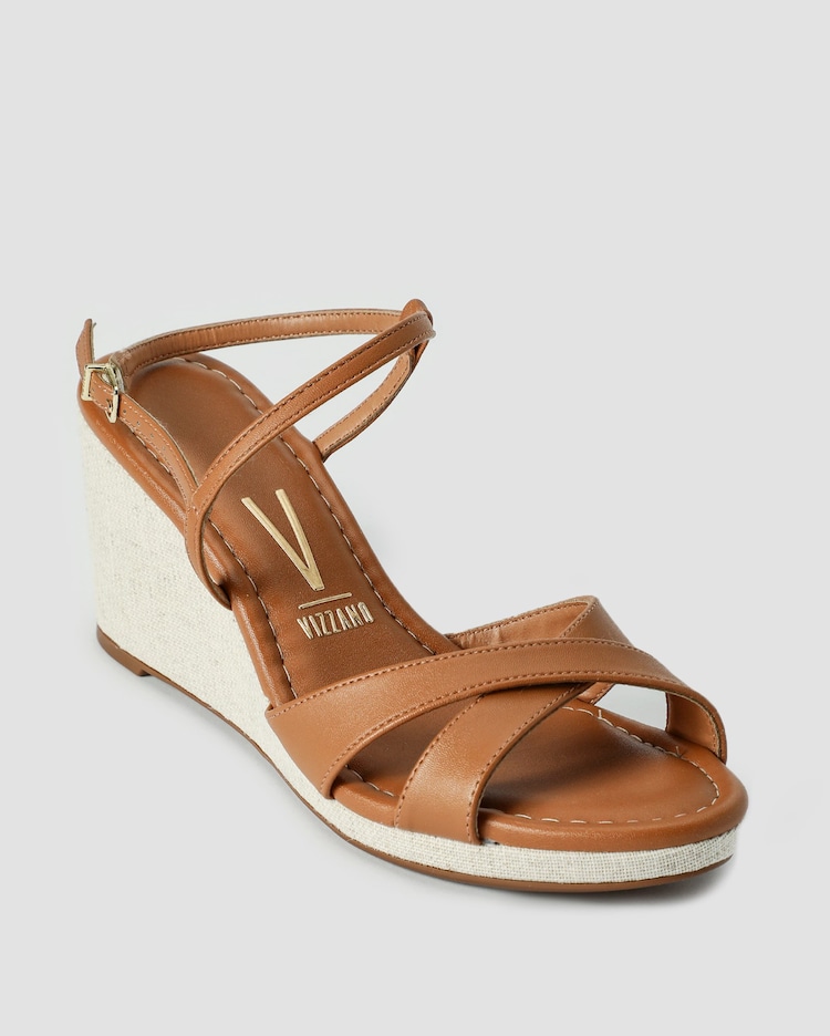 Riachuelo Sandália feminina anabela com tiras Marrom Vizzano
