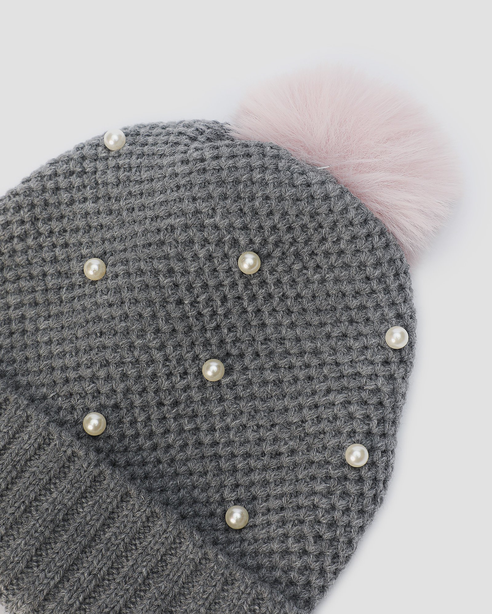 Gorro infantil com pompom e aplique perolado cinza | Accessori by Riachuelo
