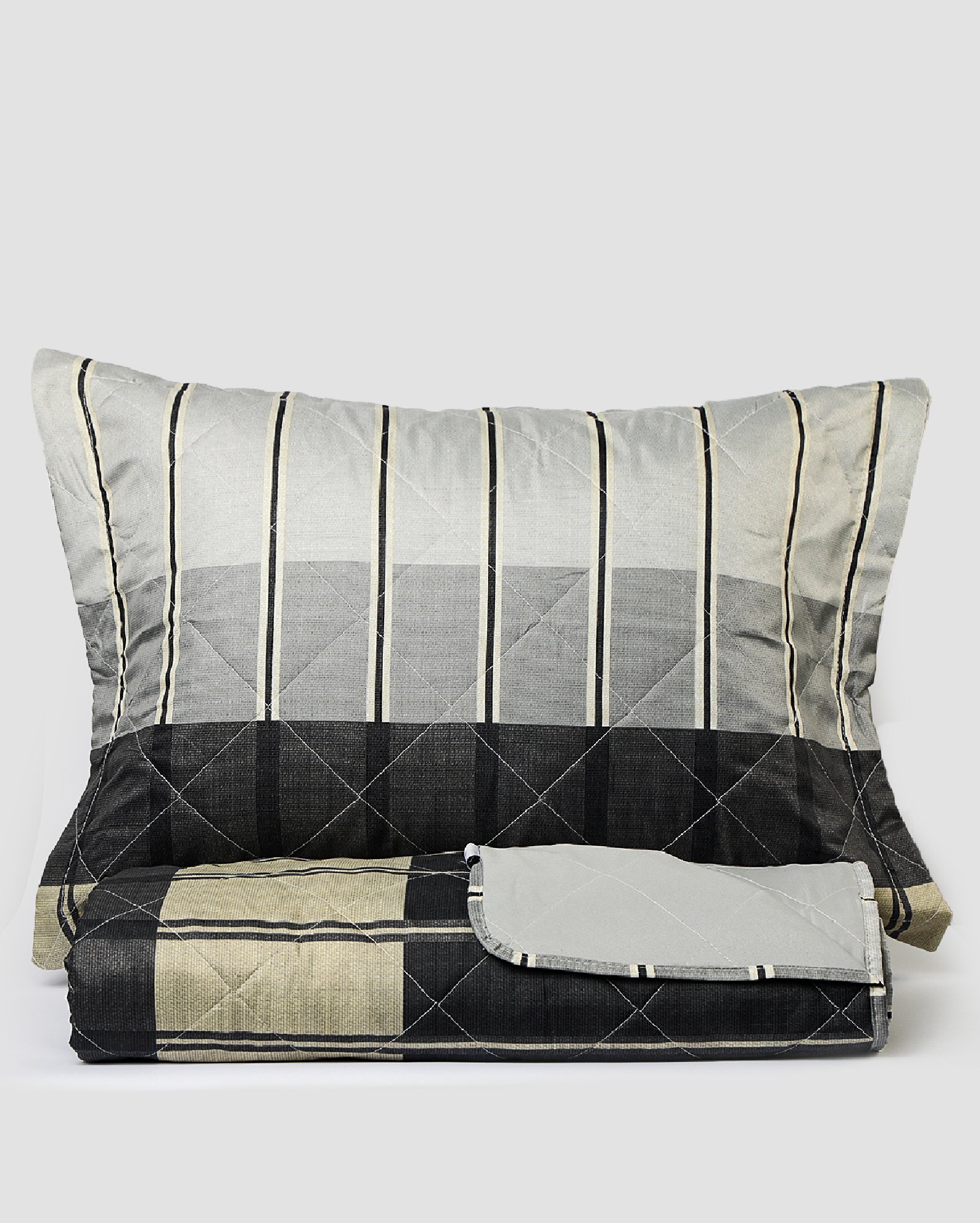 Kit colcha matelada dupla face Boutis Maia cinza - QUEEN Cinza | Casa Riachuelo