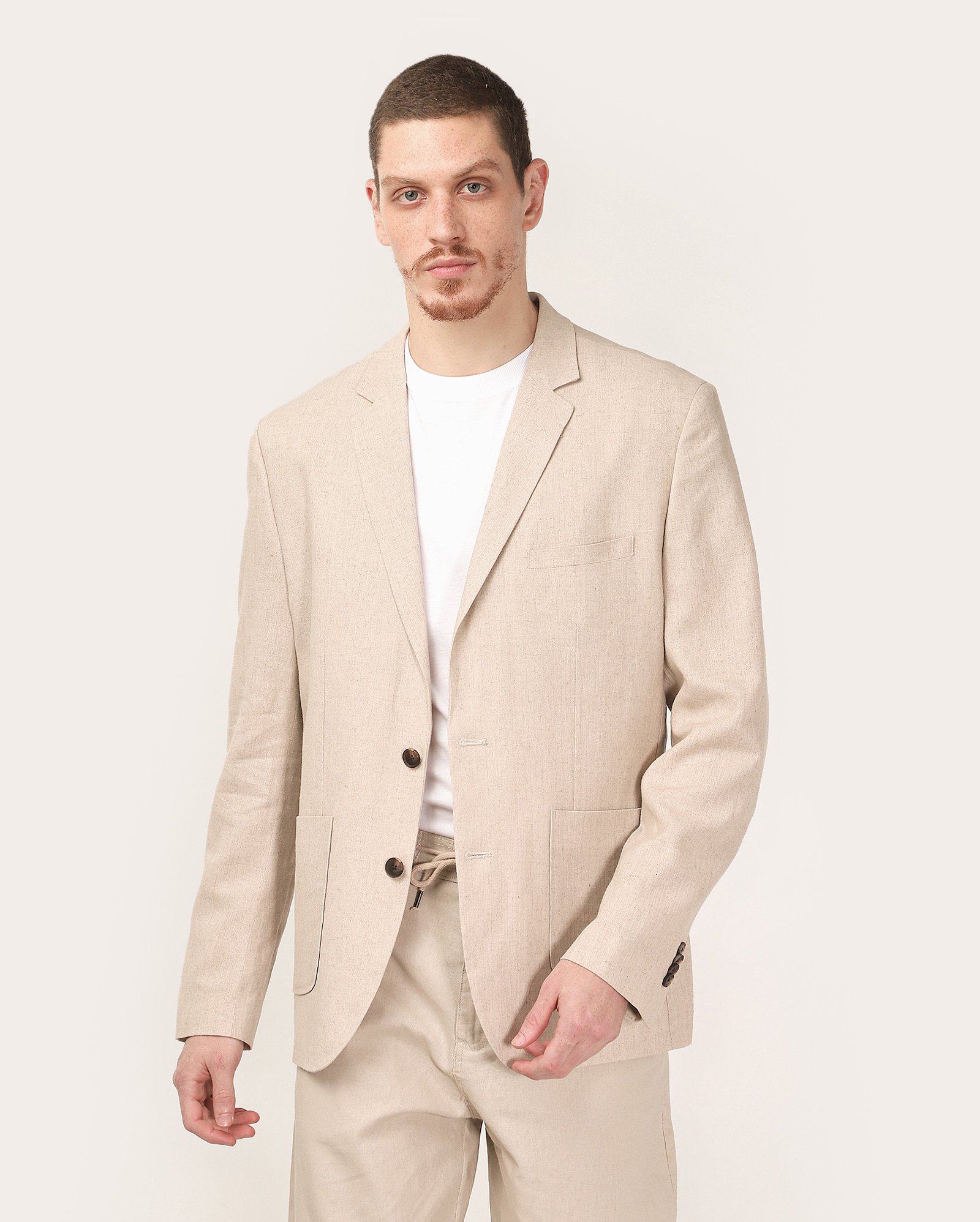 Blazer masculino em viscolinho acinturado - Bege Claro | Original by Riachuelo