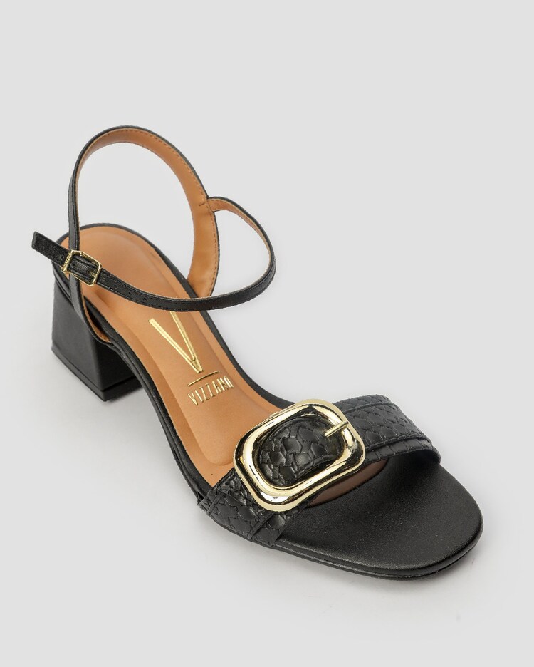 Riachuelo Sandália feminina salto baixo quadrado com fivela