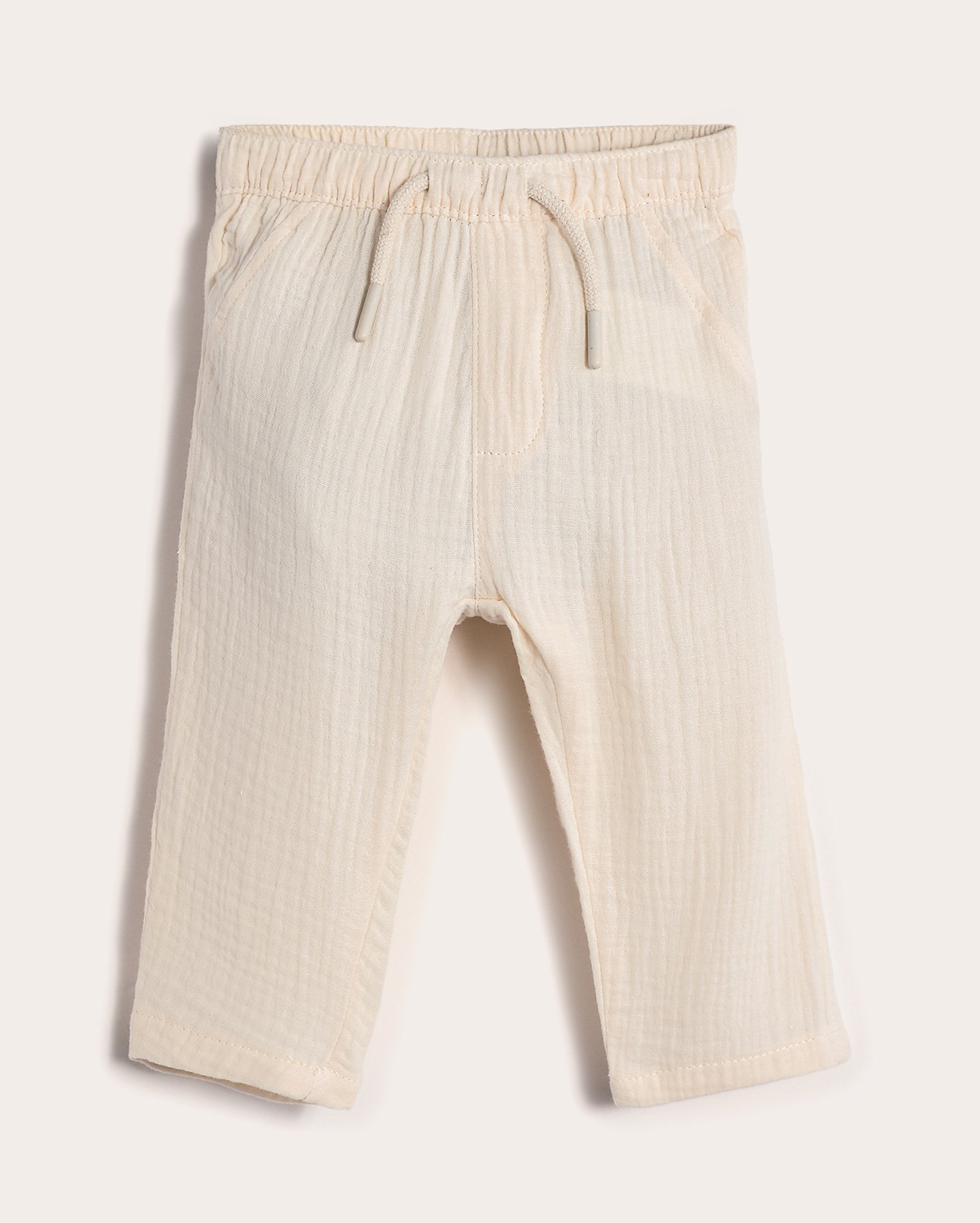 Calça bebê anarruga com cordão de amarração bege | Baby Way