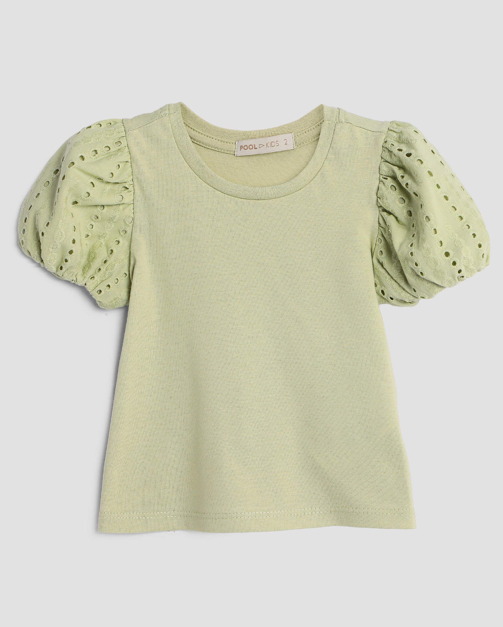 Camiseta infantil manga curta bufante laise 1-4A - Verde Musgo | Pool Kids