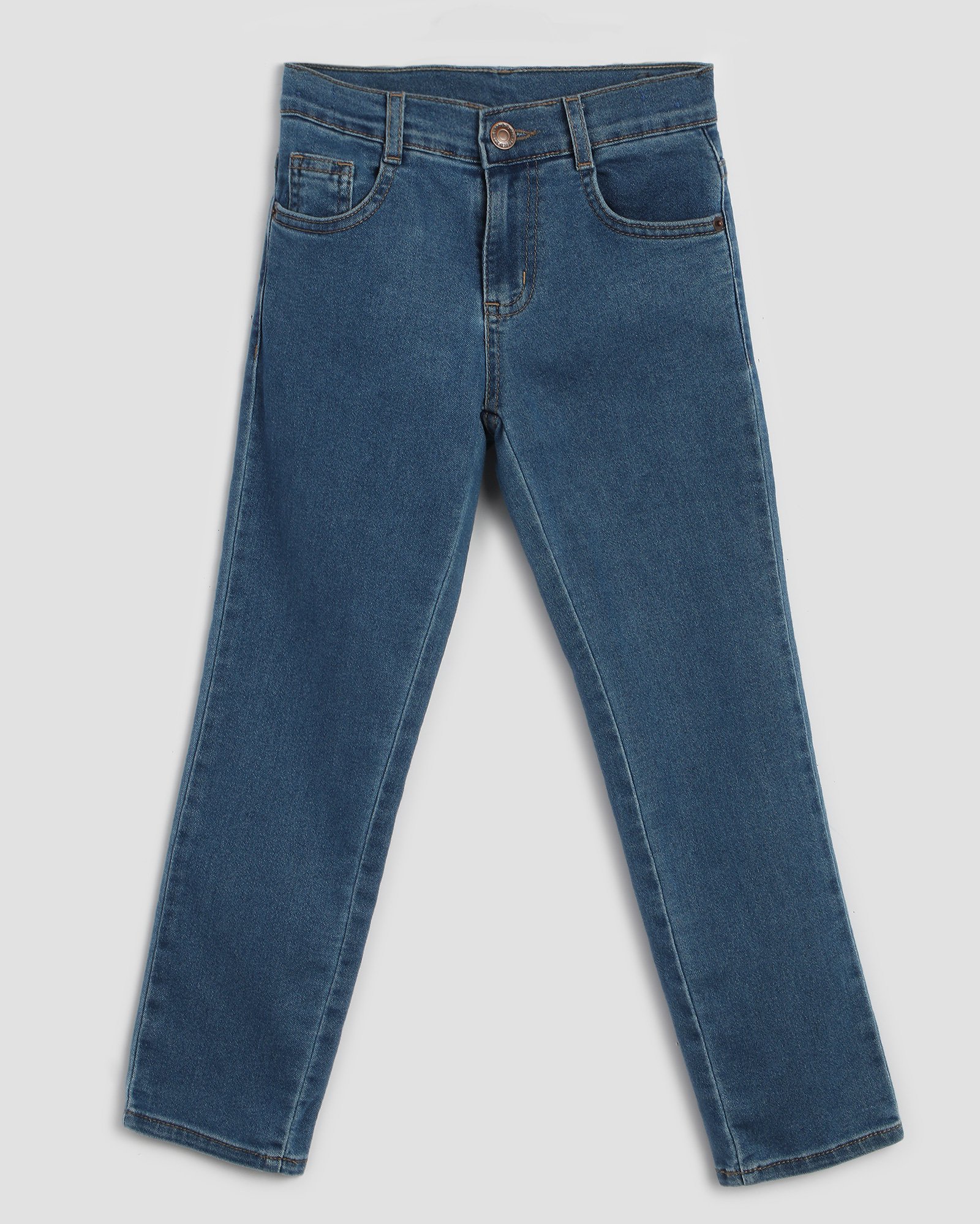 Calça jeans infantil slim pesponto 4-10A denim médio | Pool Kids