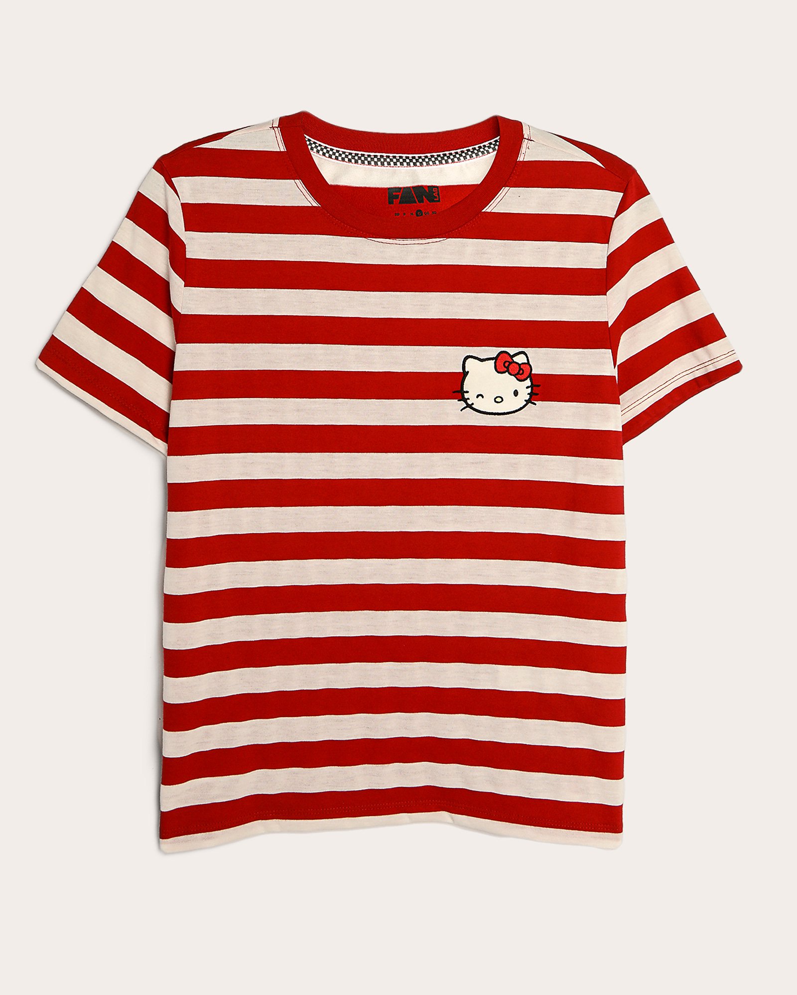 Camiseta feminina Hello Kitty listrada vermelha | FANLAB