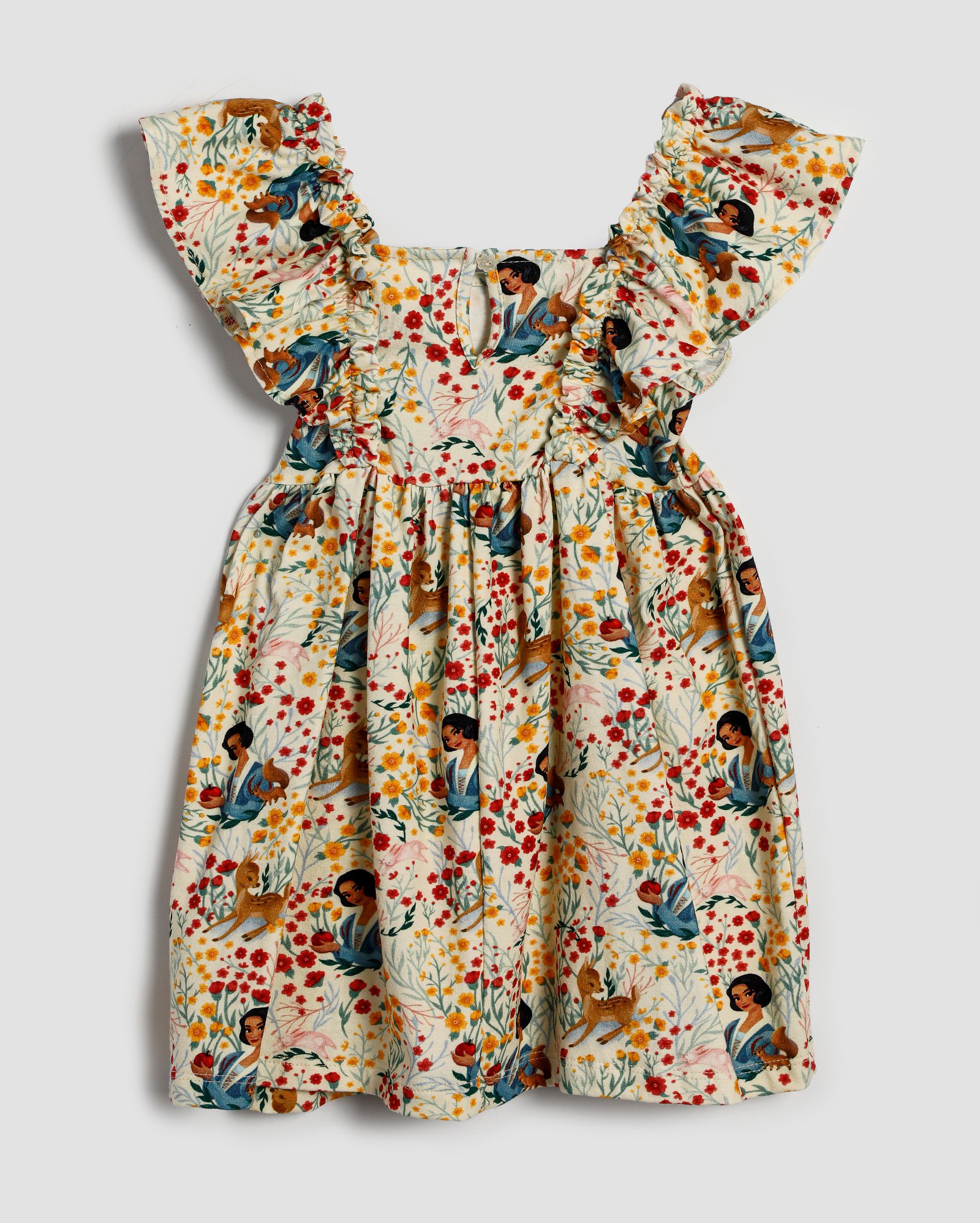 Vestido infantil evasê A Branca de Neve 1-4A bege | Disney