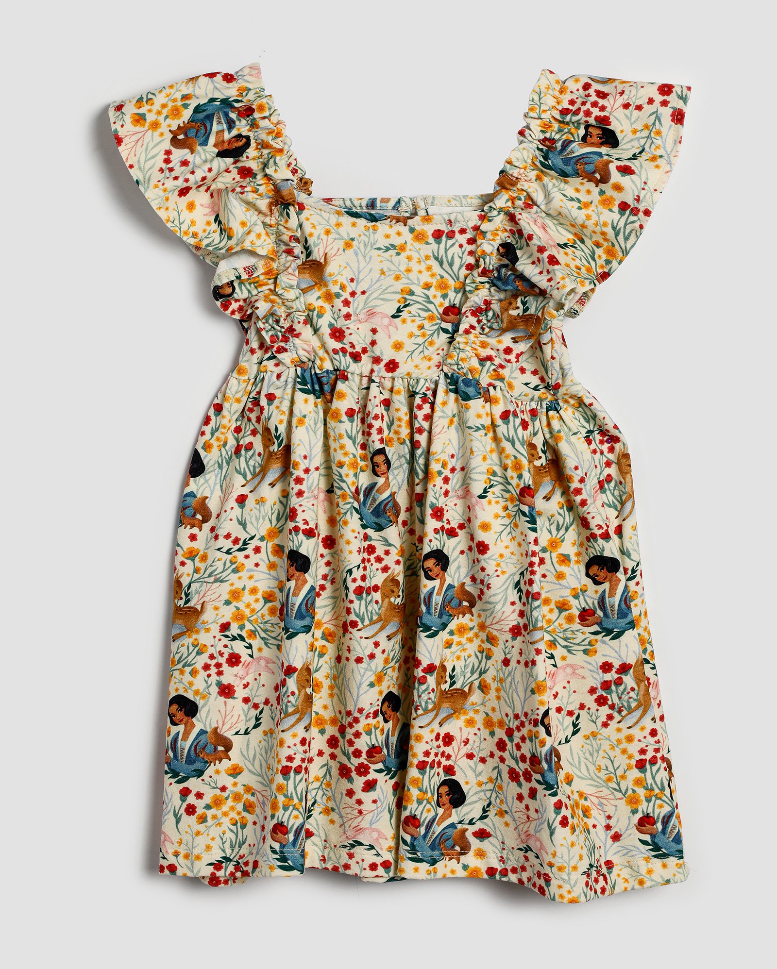 Vestido infantil evasê A Branca de Neve 1-4A bege | Disney