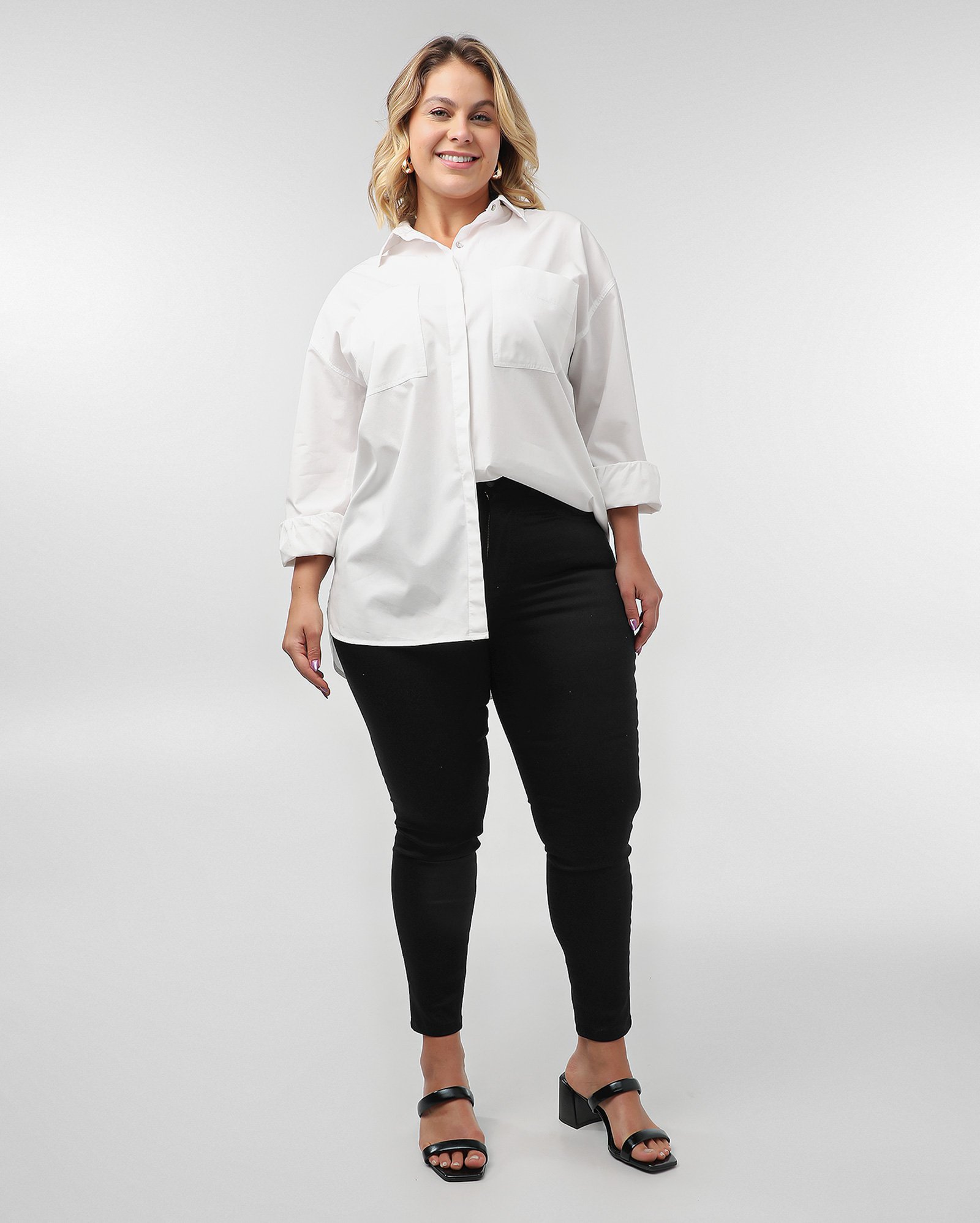 Calça jeans plus size feminina skinny - Jeans Black Escuro | AK Plus
