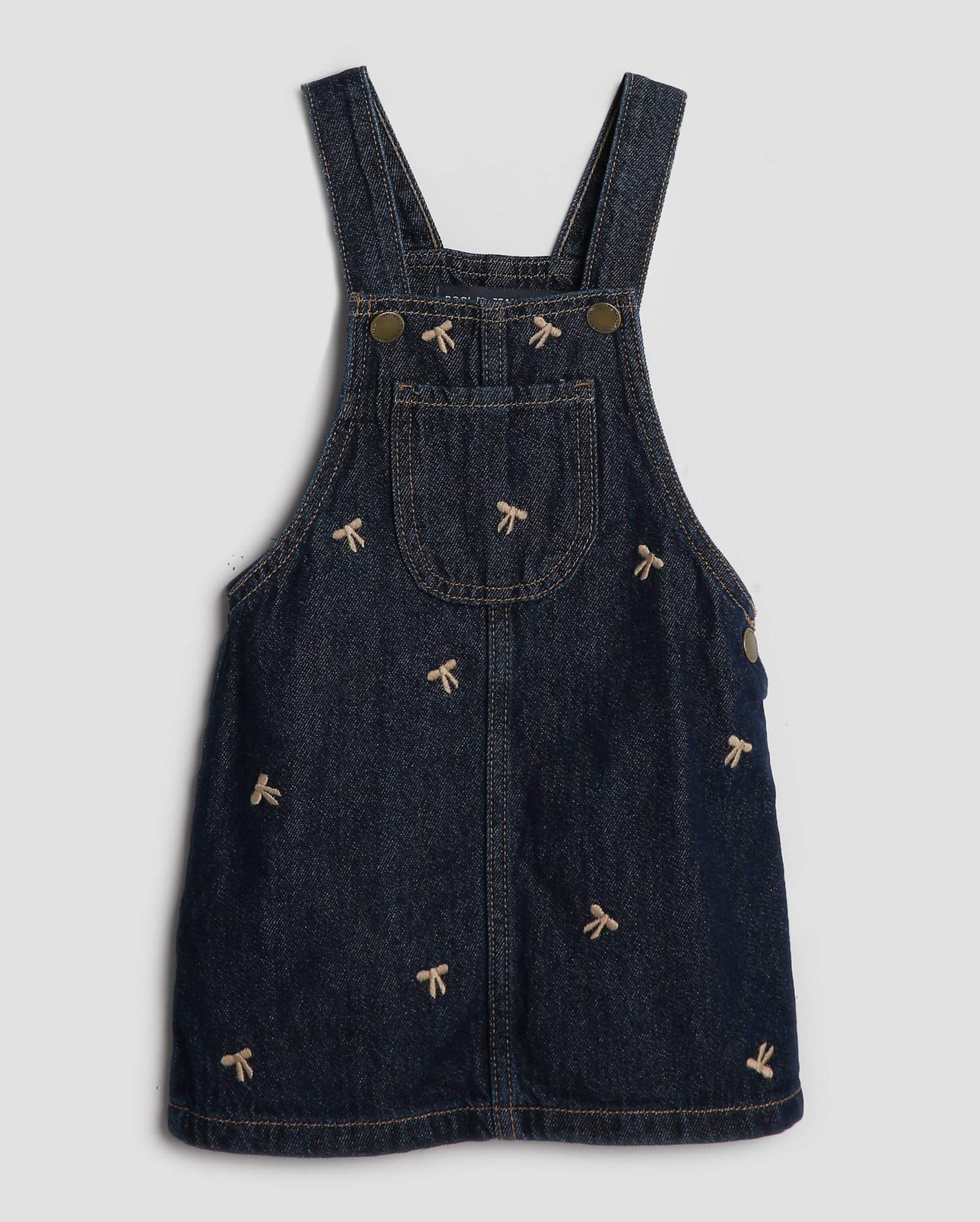 Salopete jeans infantil lacinhos 1-4A denim escuro | Pool Kids