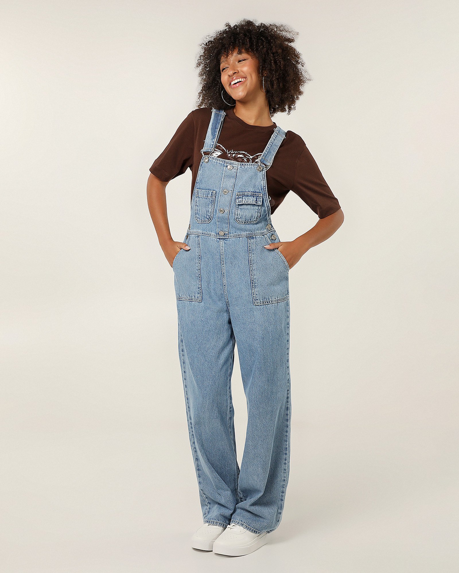 Jardineira jeans juvenil carpinteiro denim médio | Pool