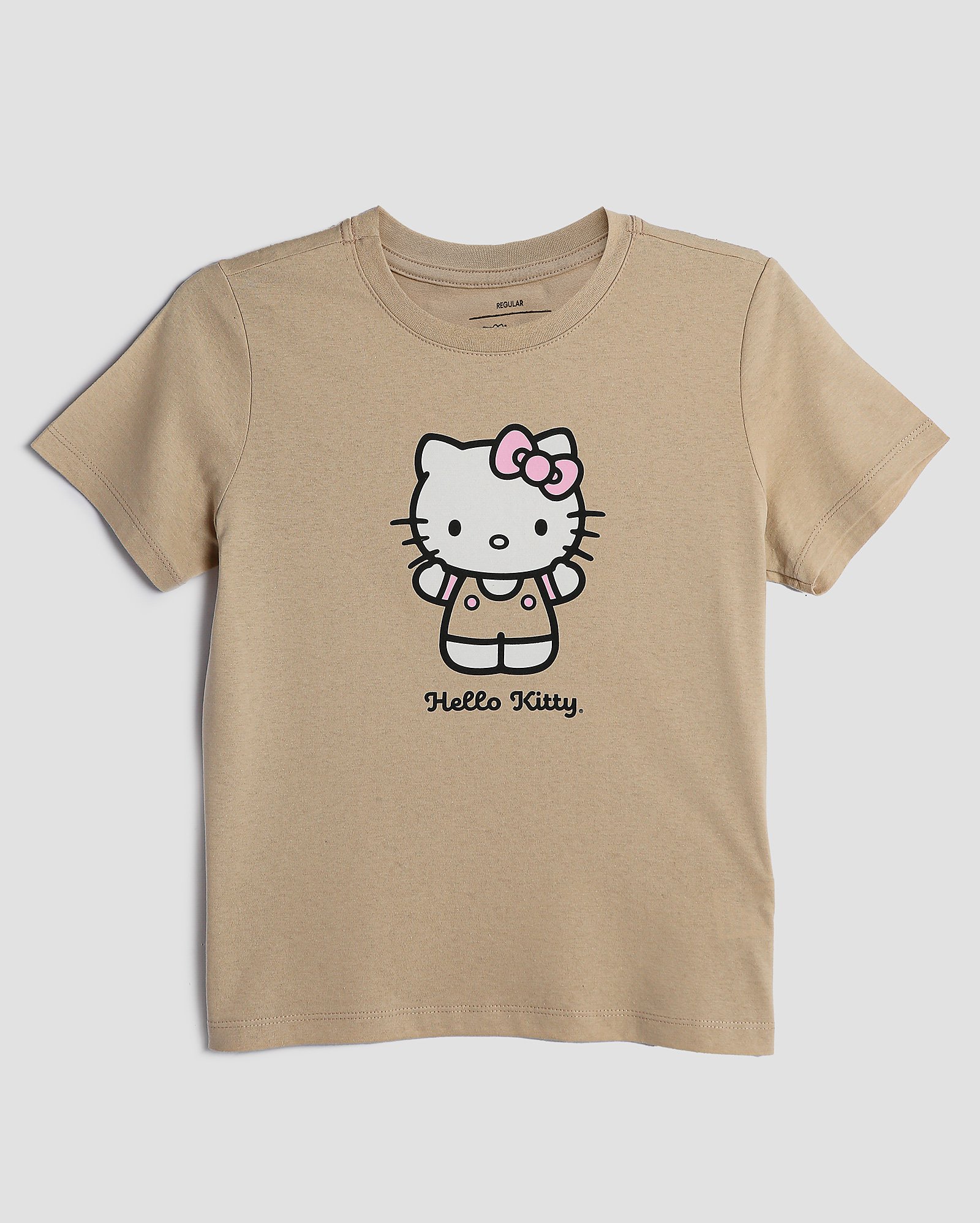 Camiseta juvenil regular Hello Kitty manga curta bege | Sanrio