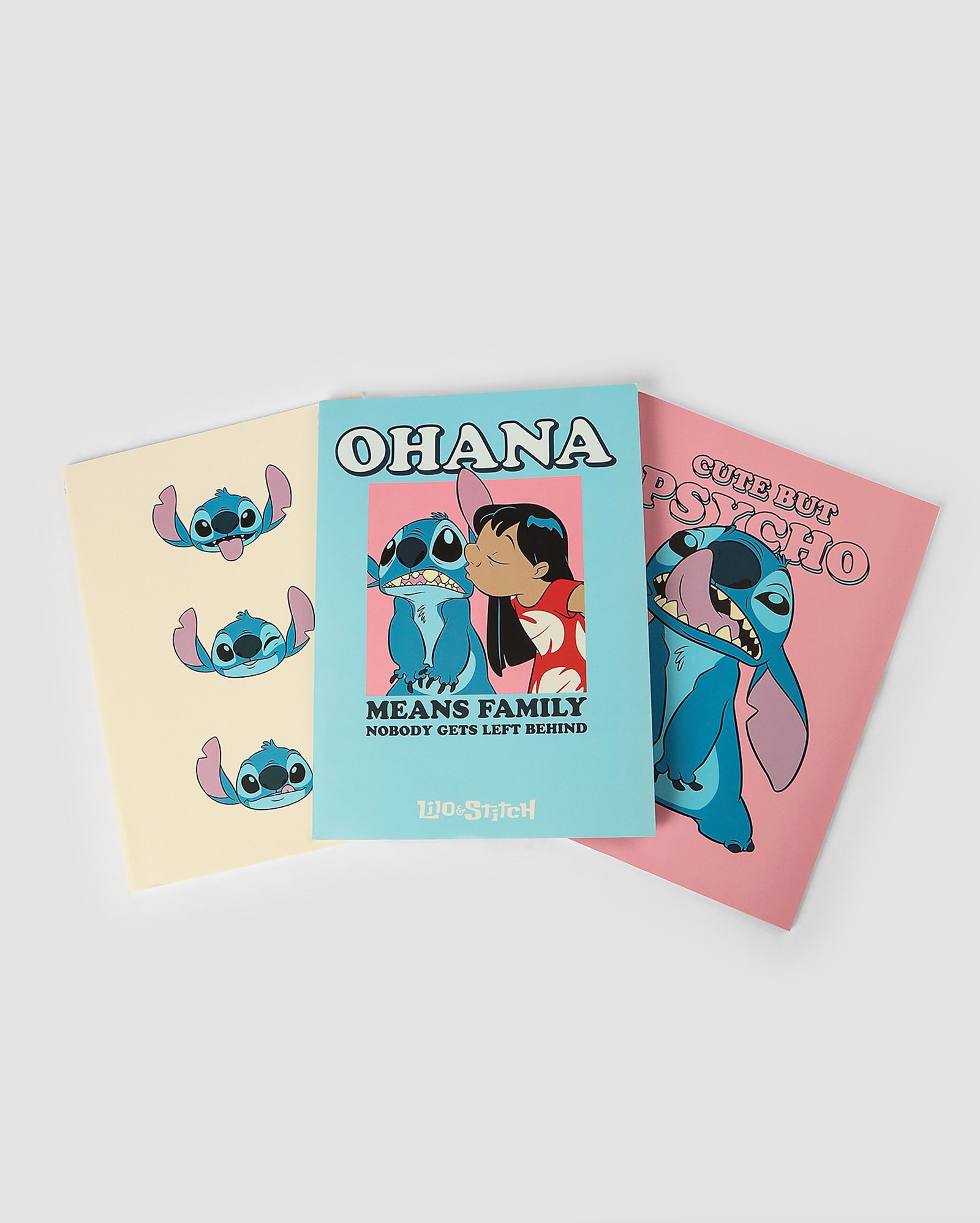 Kit caderno moleskine 3 unidades Stitch ohana multicor | Disney