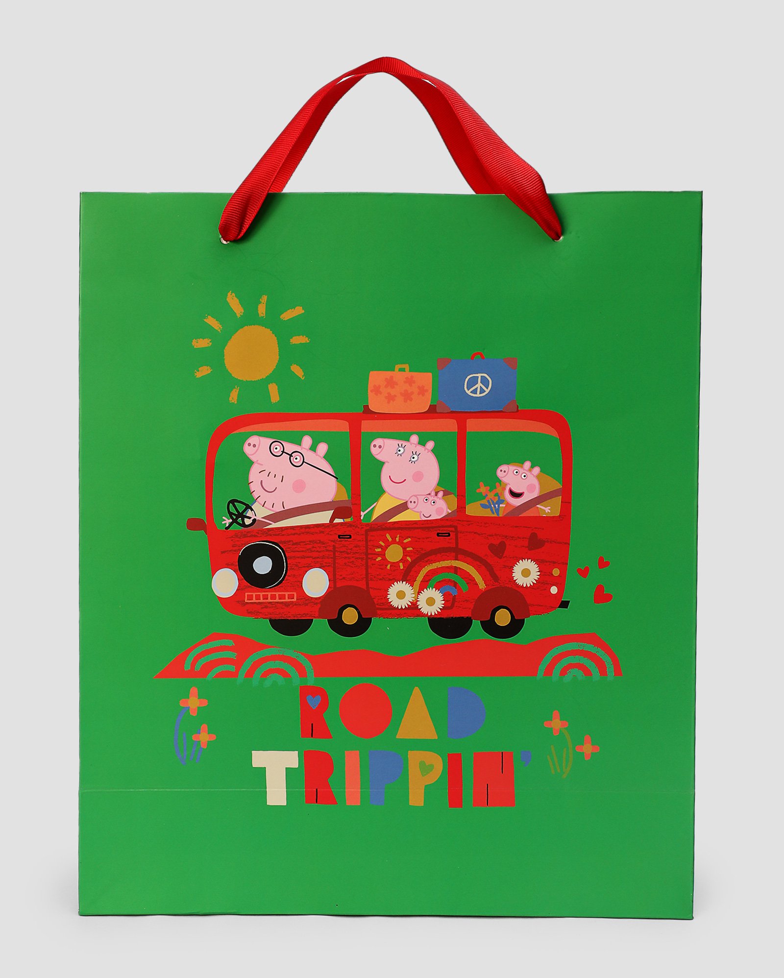 Sacola de presente M Peppa Pig road trippin verde | Hasbro