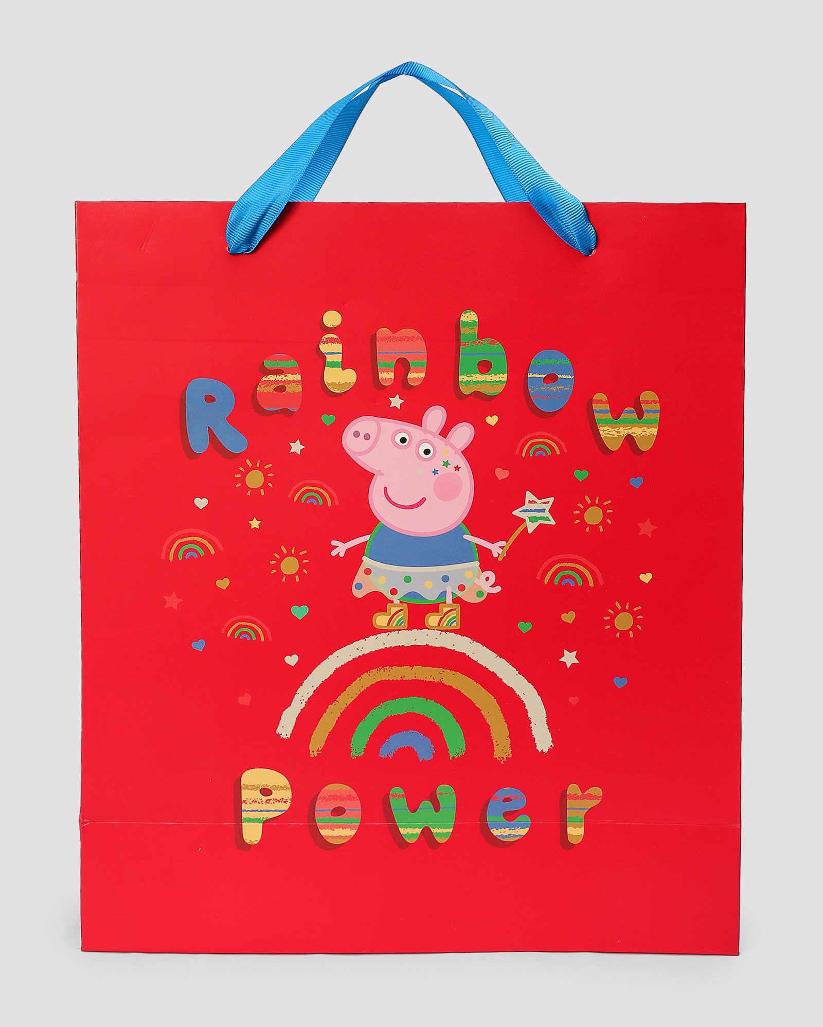 Sacola de presente M Peppa Pig rainbow power vermelha | Hasbro