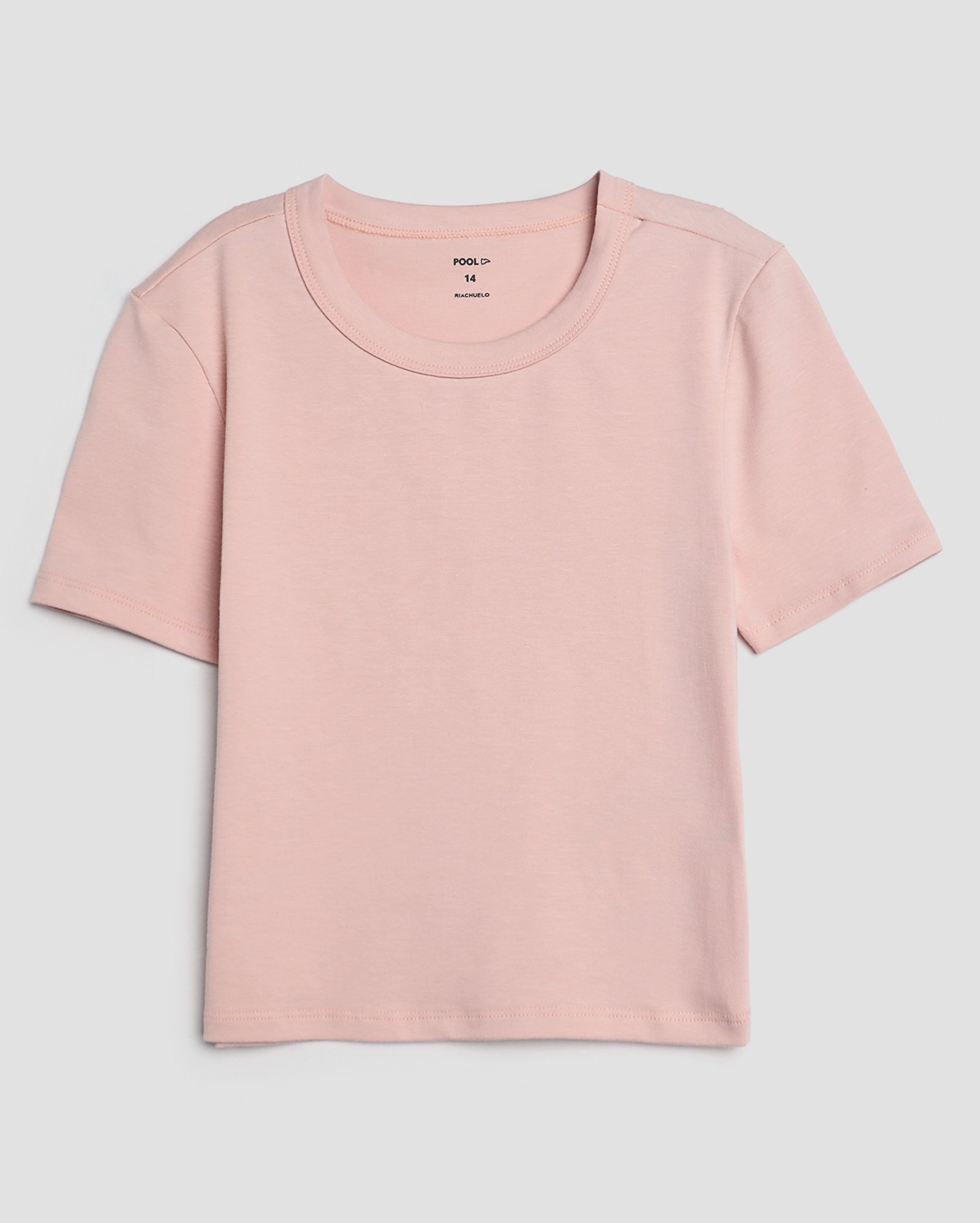 Camiseta cropped juvenil manga curta lisa - Rosa Claro | Pool