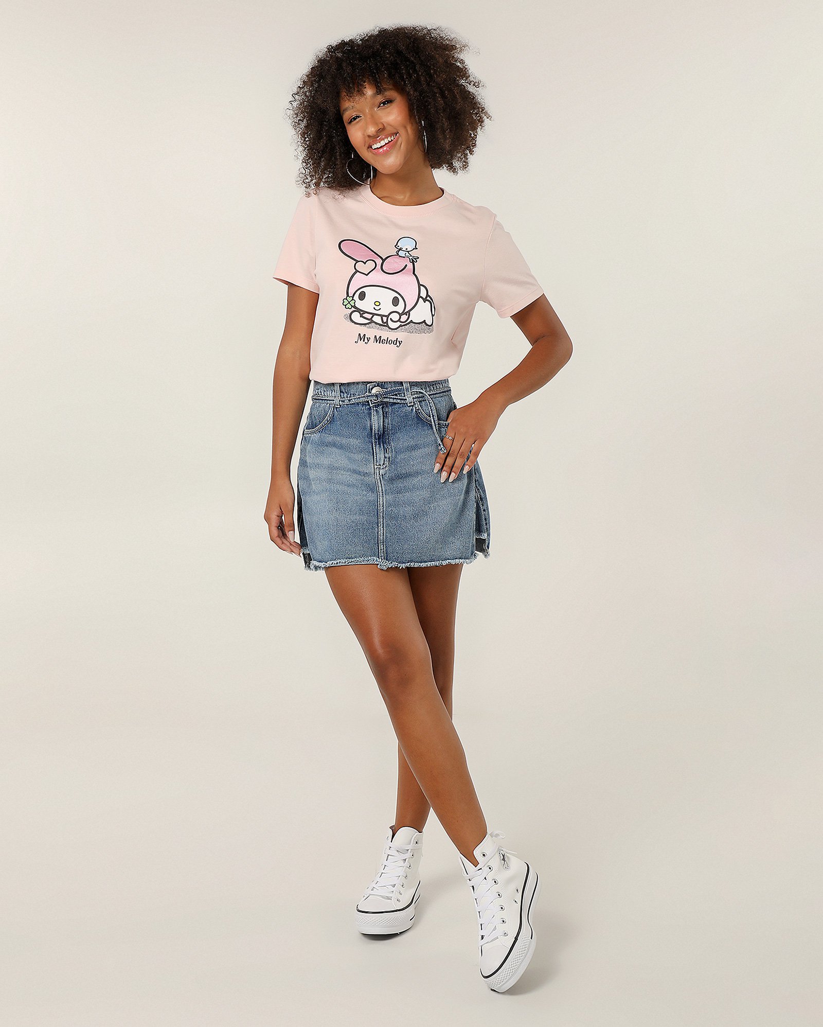 Camiseta juvenil boxy Hello Kitty My Melody rosa | FANLAB