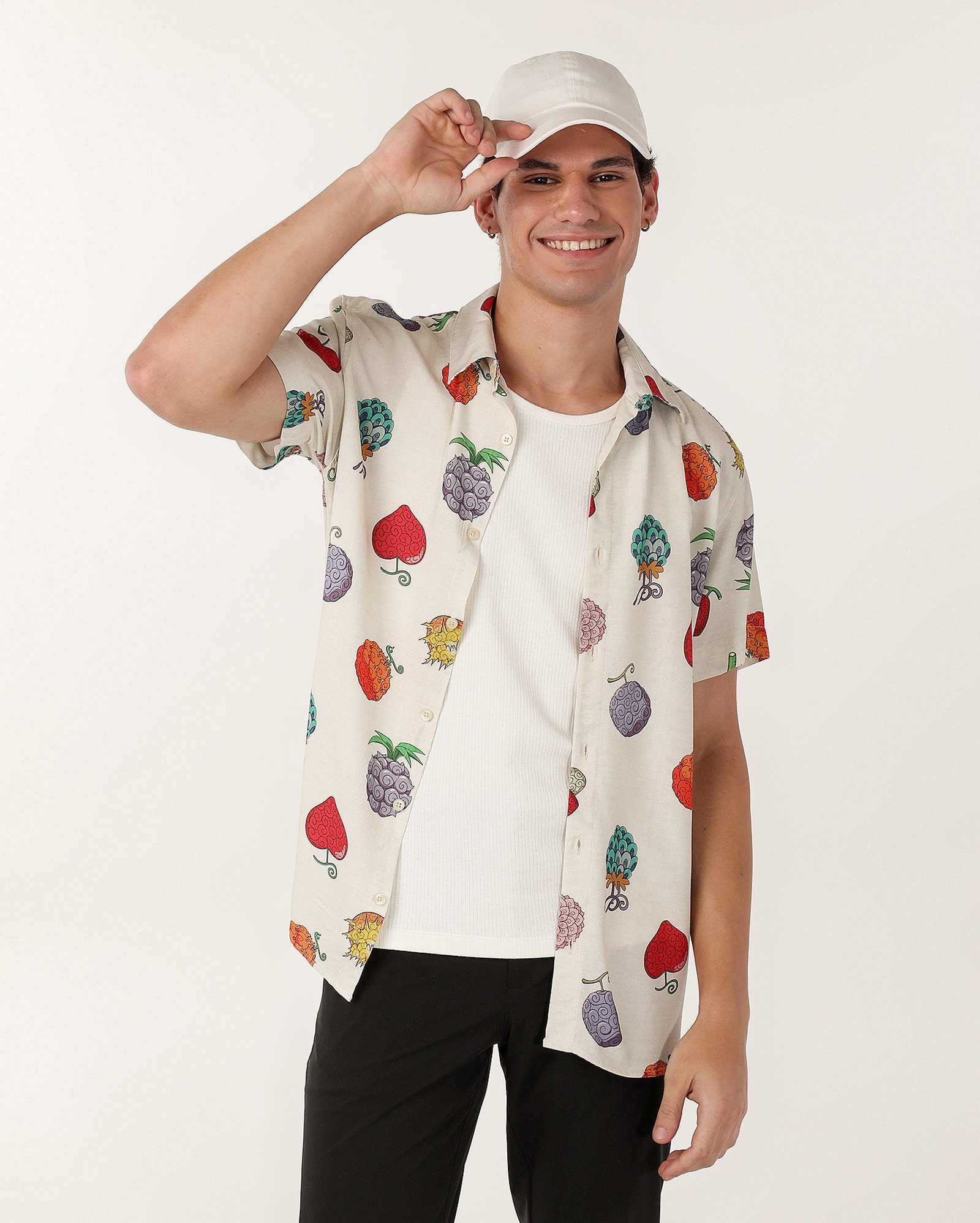 Camisa masculina regular de viscose One Piece bege | FANLAB