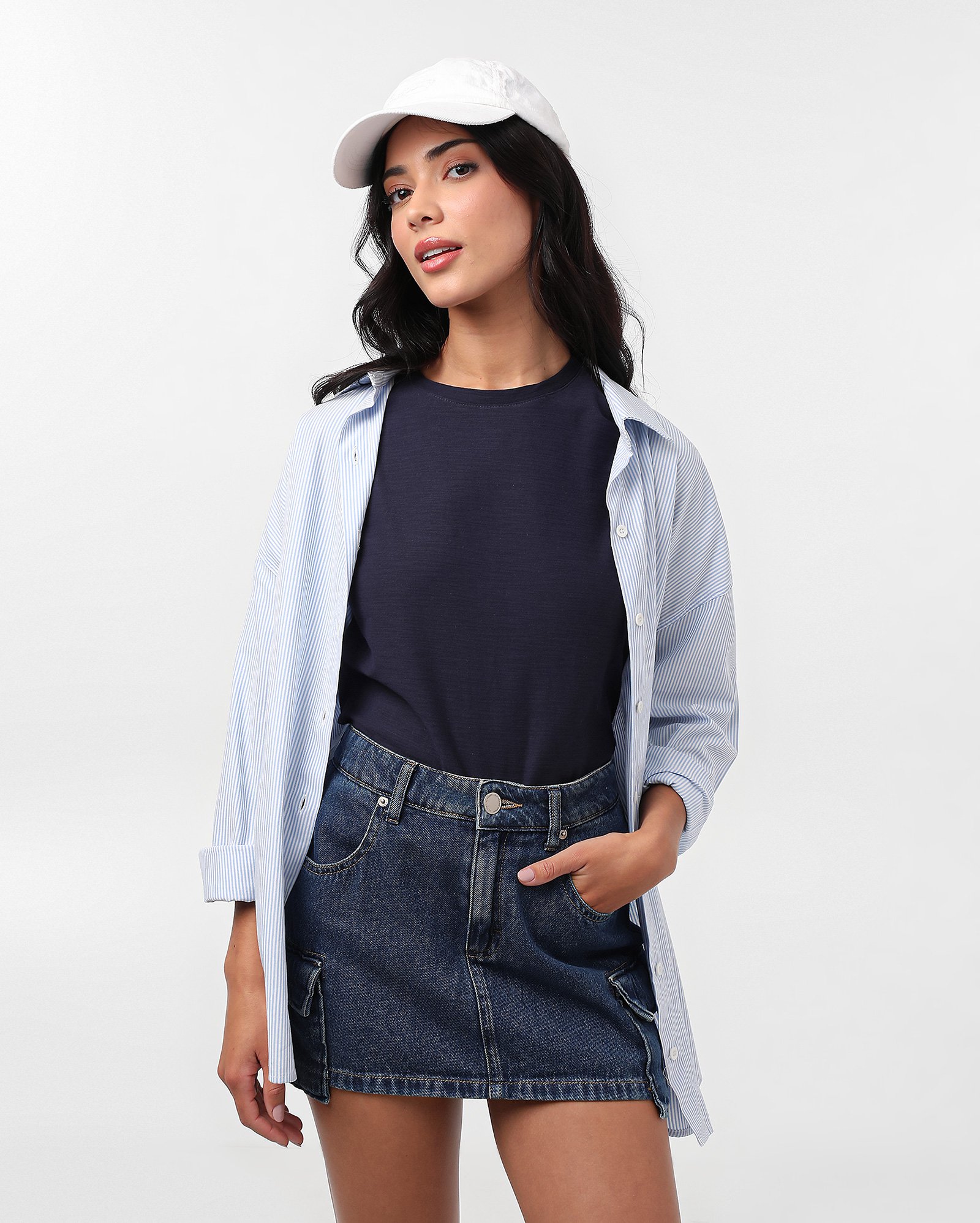 Camiseta feminina manga curta flamê azul | Pool Basics