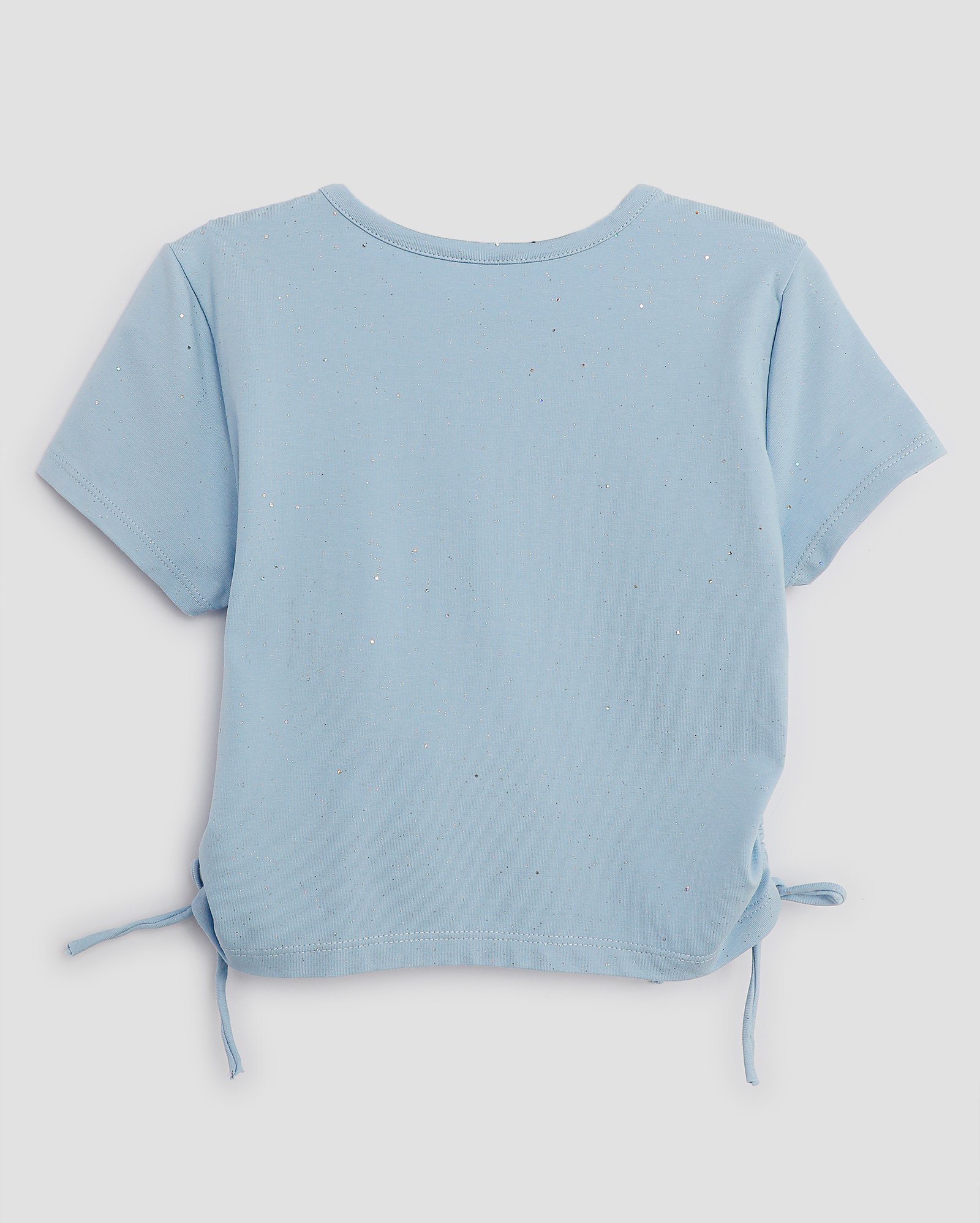 Camiseta cropped infantil ajustável com brilhos 4-10A - Azul Claro | Pool Kids