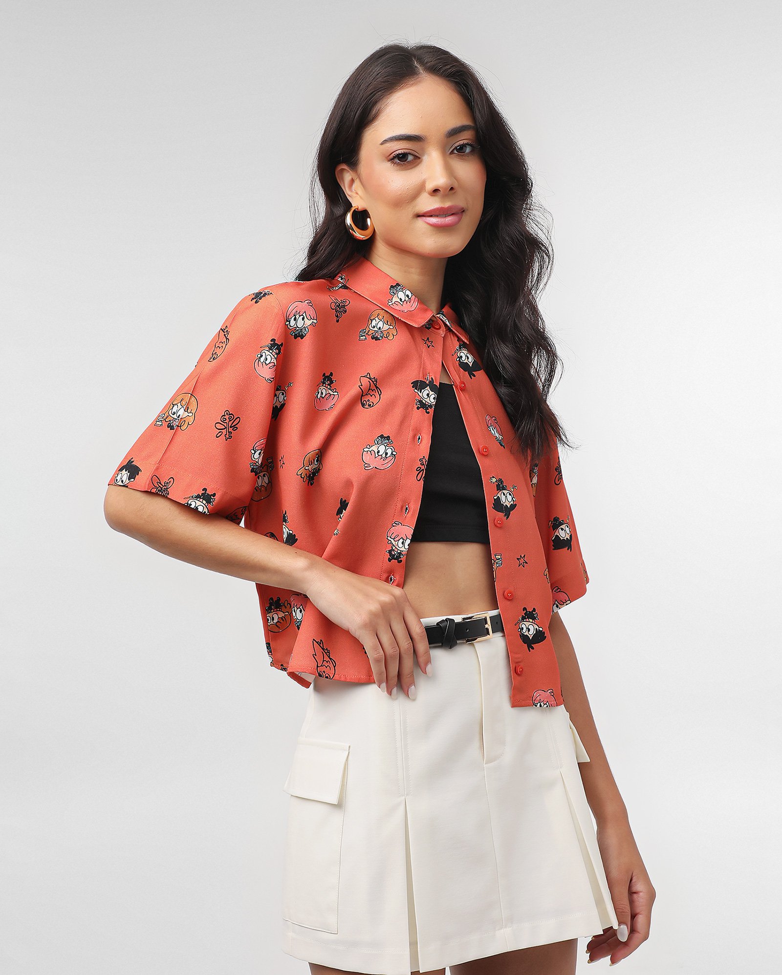 Camisa cropped Harry Potter e amigos laranja | FANLAB