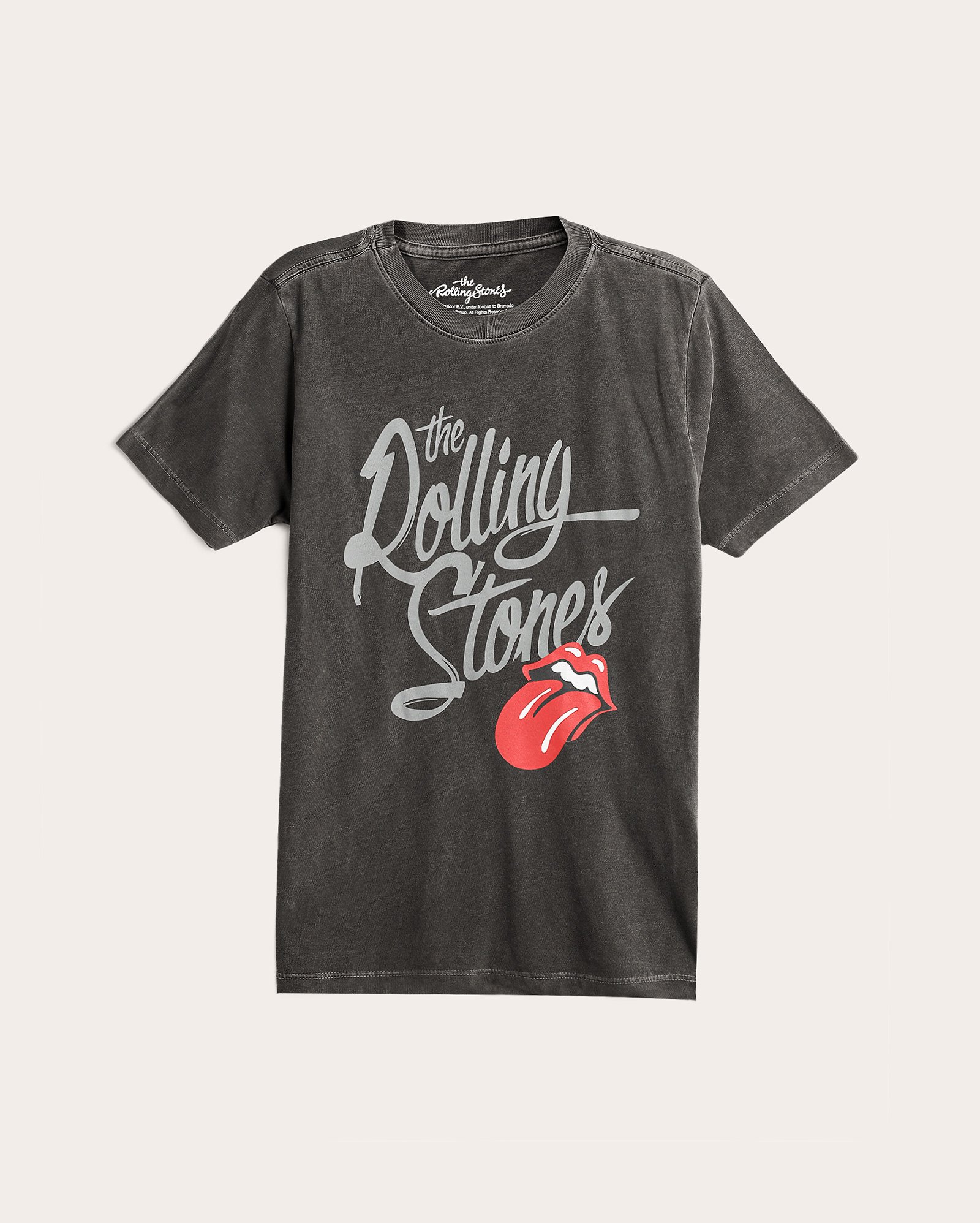 Camiseta juvenil estonada logo banda cinza | The Rolling Stones