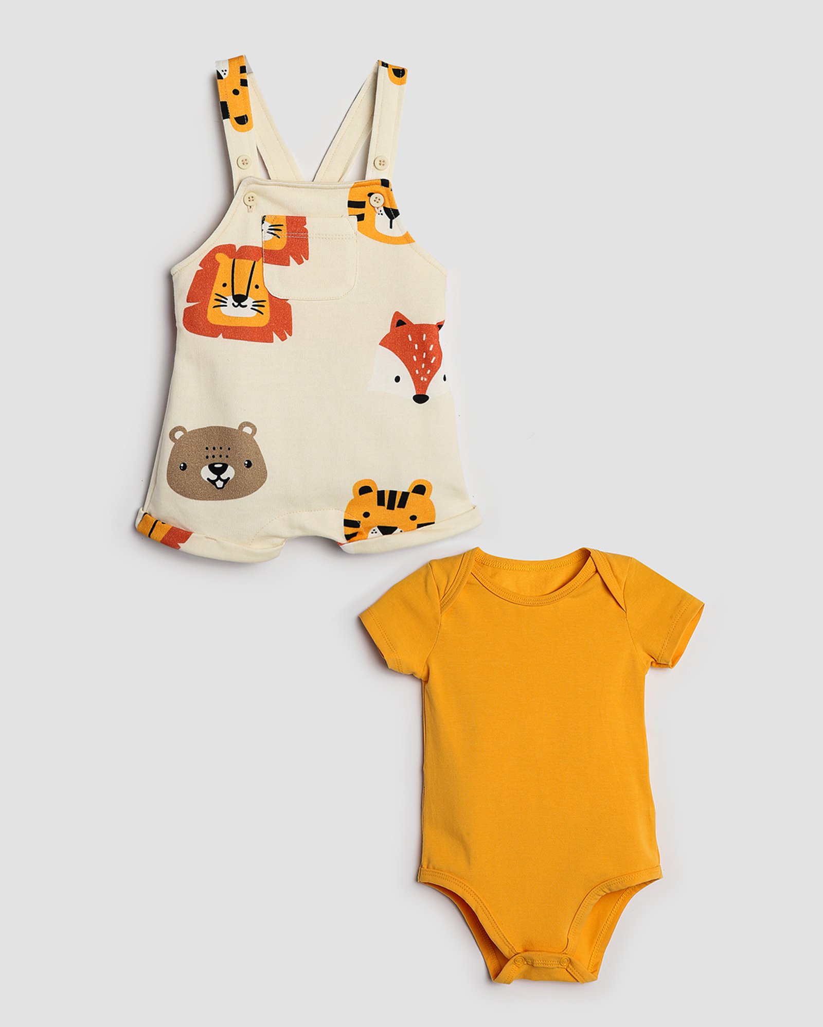 Jardineira + body bebê bichinhos multicor | Baby Way